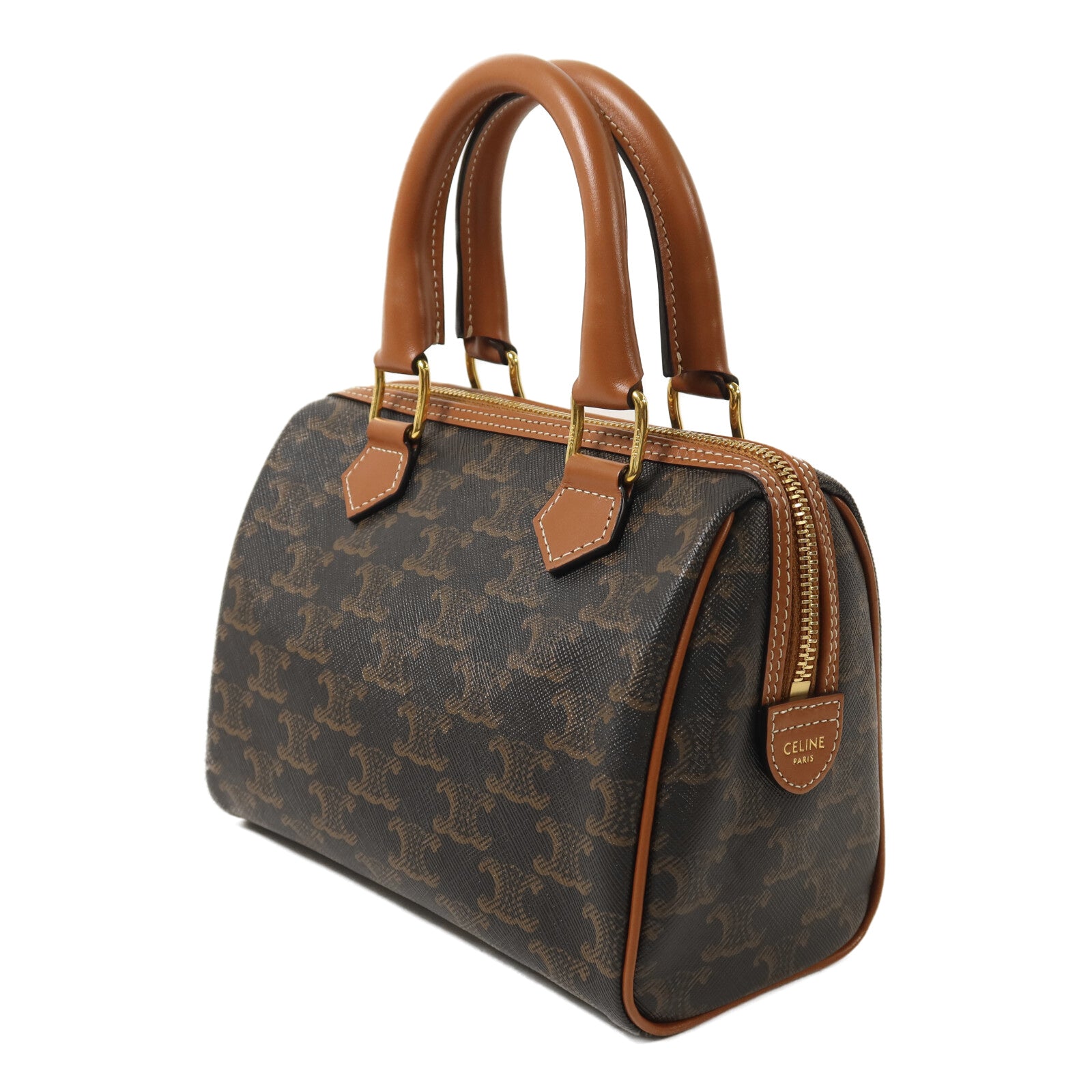 CELINE 牛皮皮革Triomphe Boston Bag金扣手挽肩背兩用袋