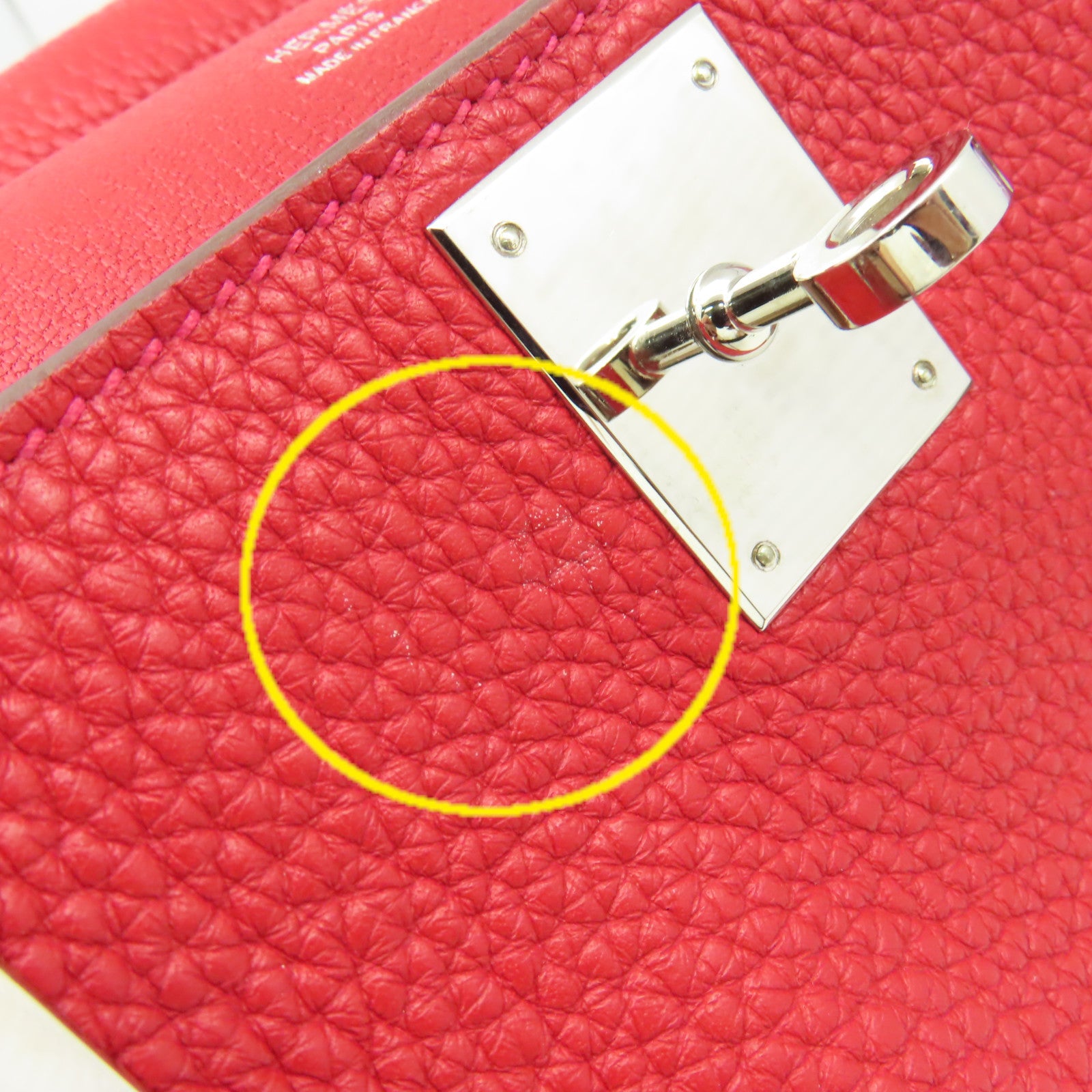 HERMES Clemence皮革Jypsiere 28 Shoulder Bag銀扣肩背袋Rouge Casaque卡薩克紅色
