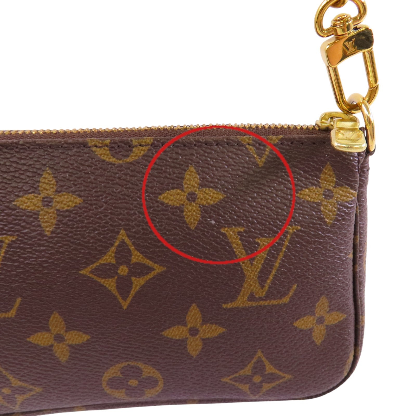 LOUIS VUITTON Monogram Mini Pochette金扣鏈帶手拿包