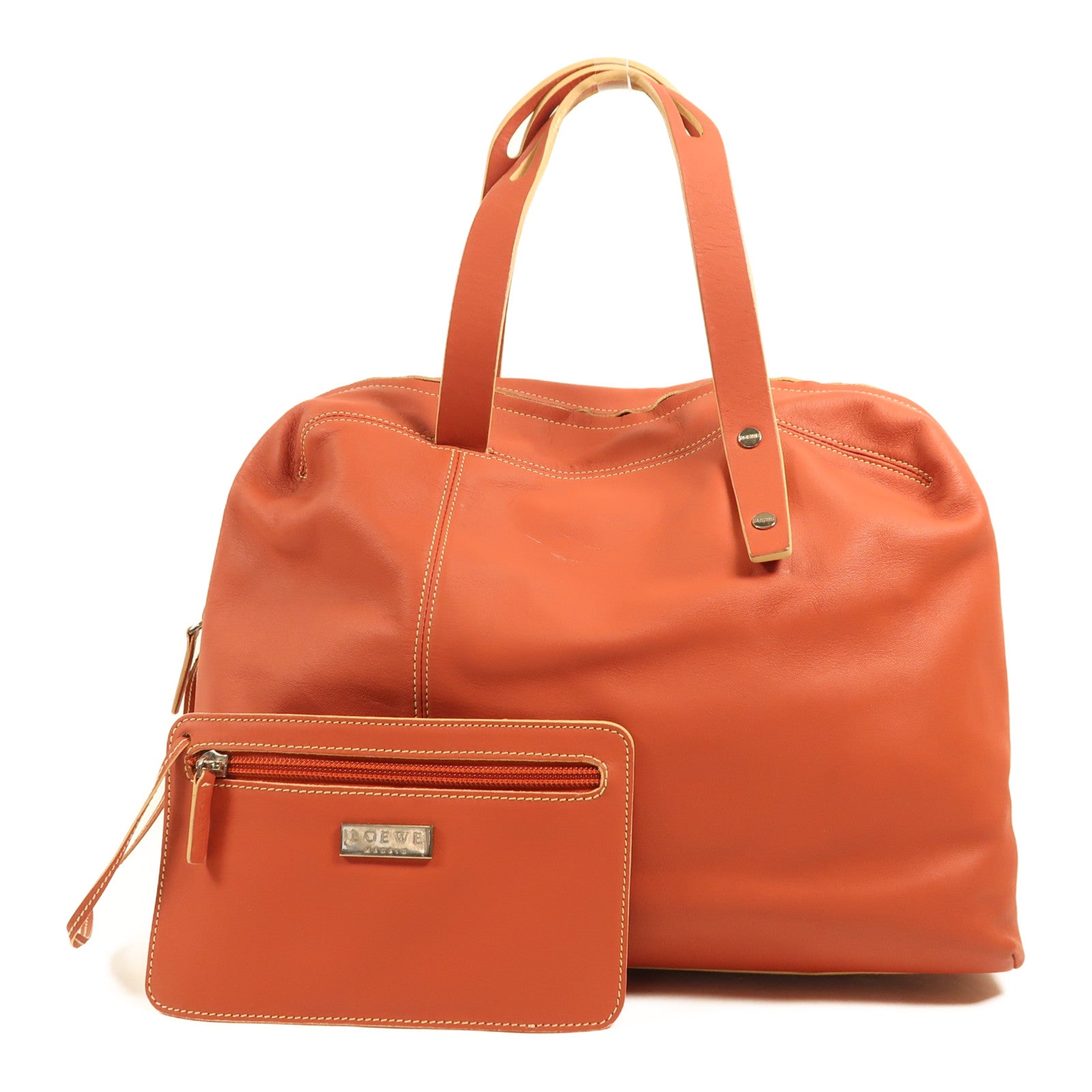 LOEWE 牛皮皮革Hand Bag銀扣手挽袋