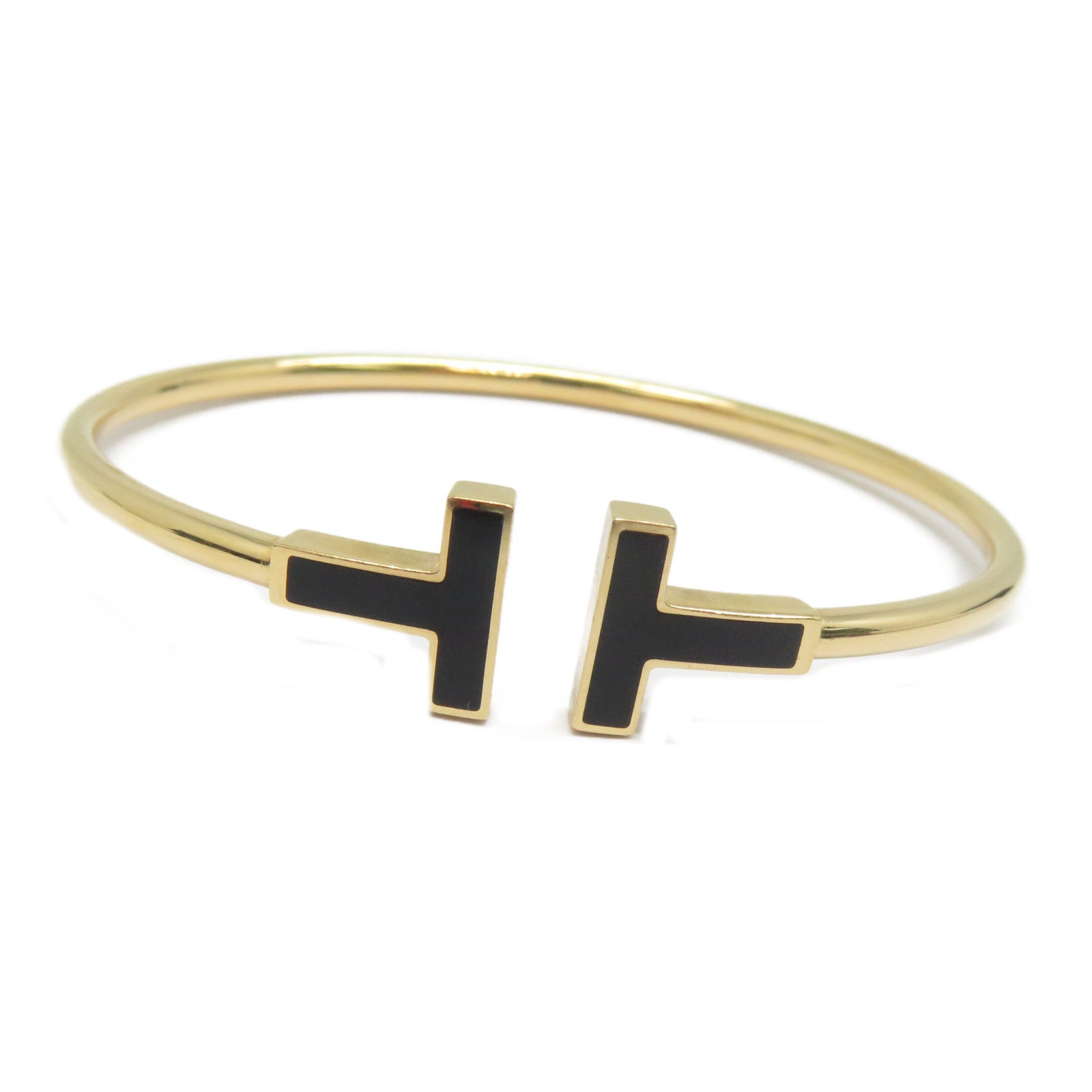 TIFFANY＆CO **【激減優惠】18K玫瑰金T Wire Black Onyx手鐲金色/黑色