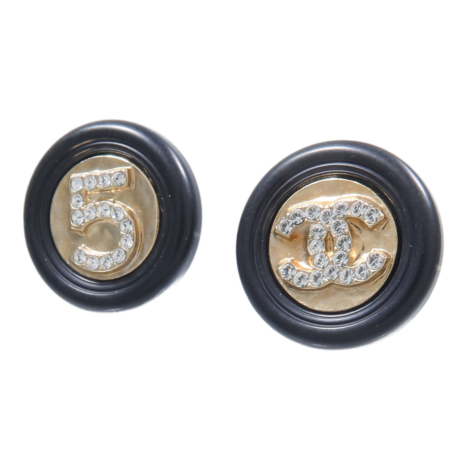 CHANEL PVC/金屬Button Stud Earrings耳環