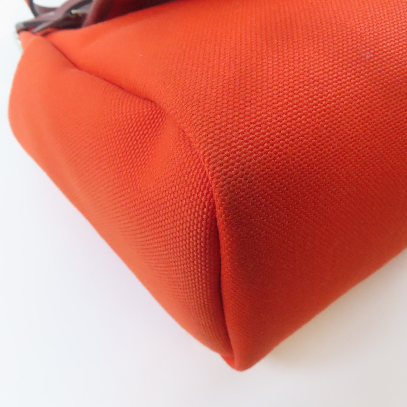 HERMES 帆布/皮革Herbag PM銀扣手挽肩背兩用袋紅色