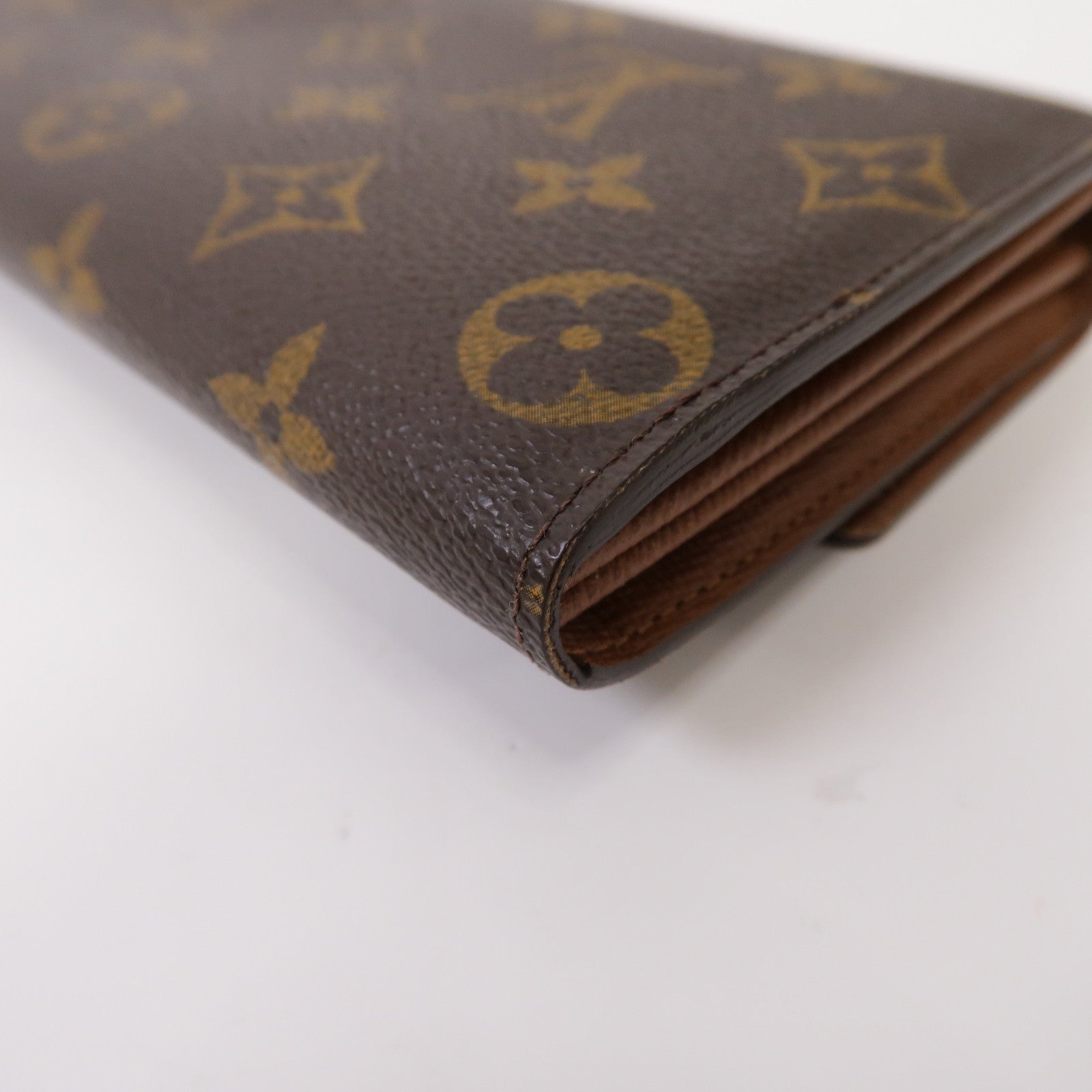 LOUIS VUITTON Monogram Portefeuille Sarah Wallet金扣折疊長錢包啡色