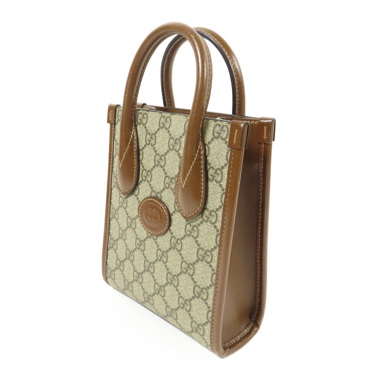 GUCCI GG GHW Retro 2Way Shoulder Bag Handbag Coated Canvas Brown