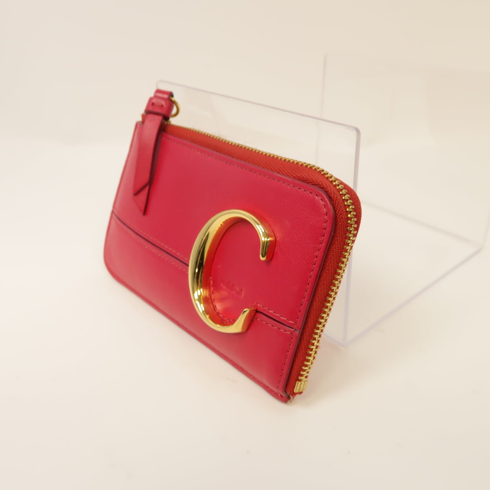 Chloe 【激減優惠】牛皮皮革Card case金扣卡片套紅色
