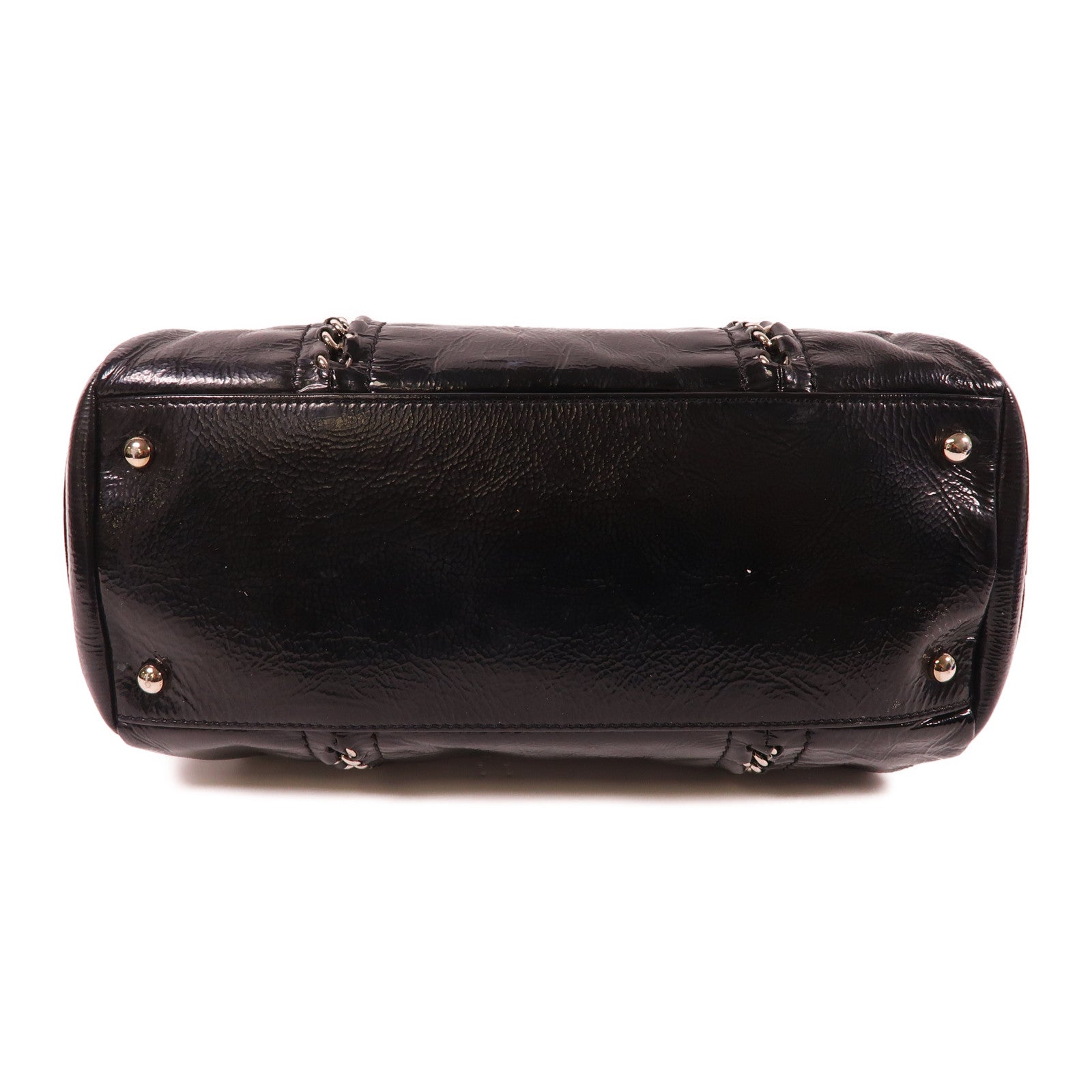 CHANEL 漆皮皮革Shoulder Bag銀扣鏈帶肩背袋