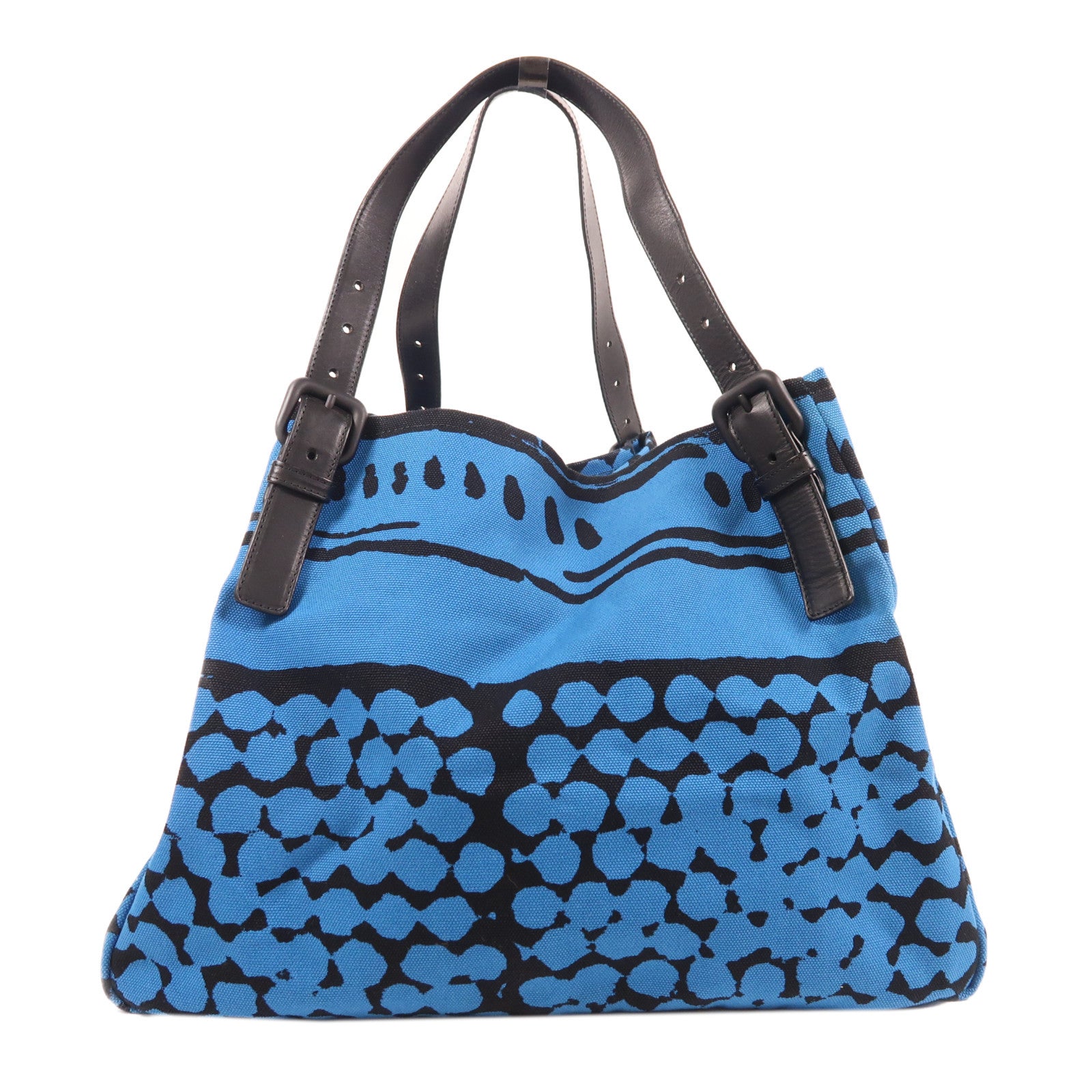 BOTTEGA VENETA 帆布Shoulder Tote肩背袋藍色/黑色