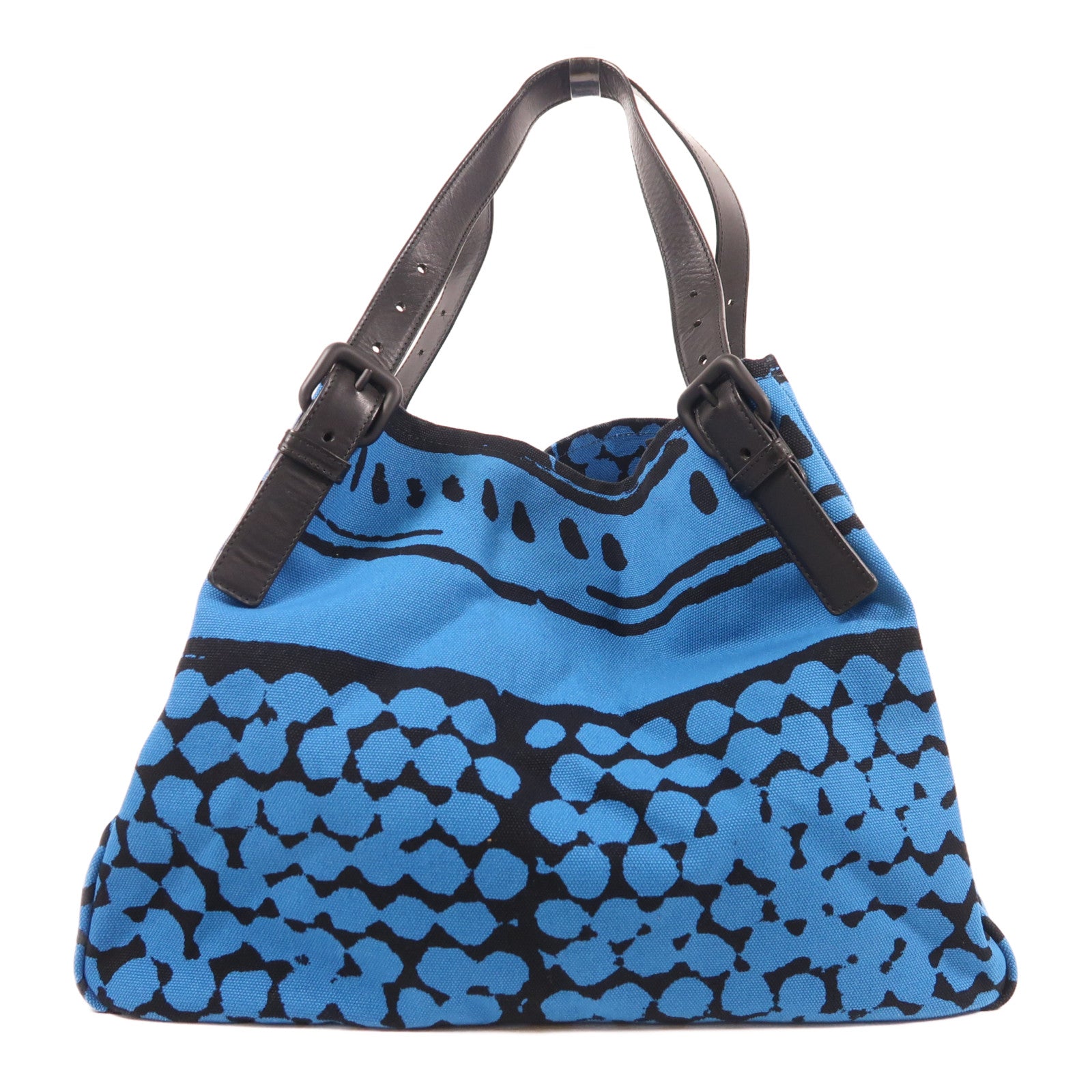 BOTTEGA VENETA 帆布Shoulder Tote肩背袋藍色/黑色