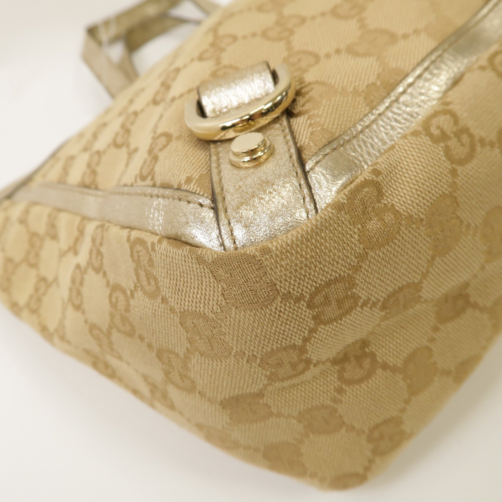 GUCCI 【激減優惠】帆布Abbey Tote Bag金扣手挽袋金色