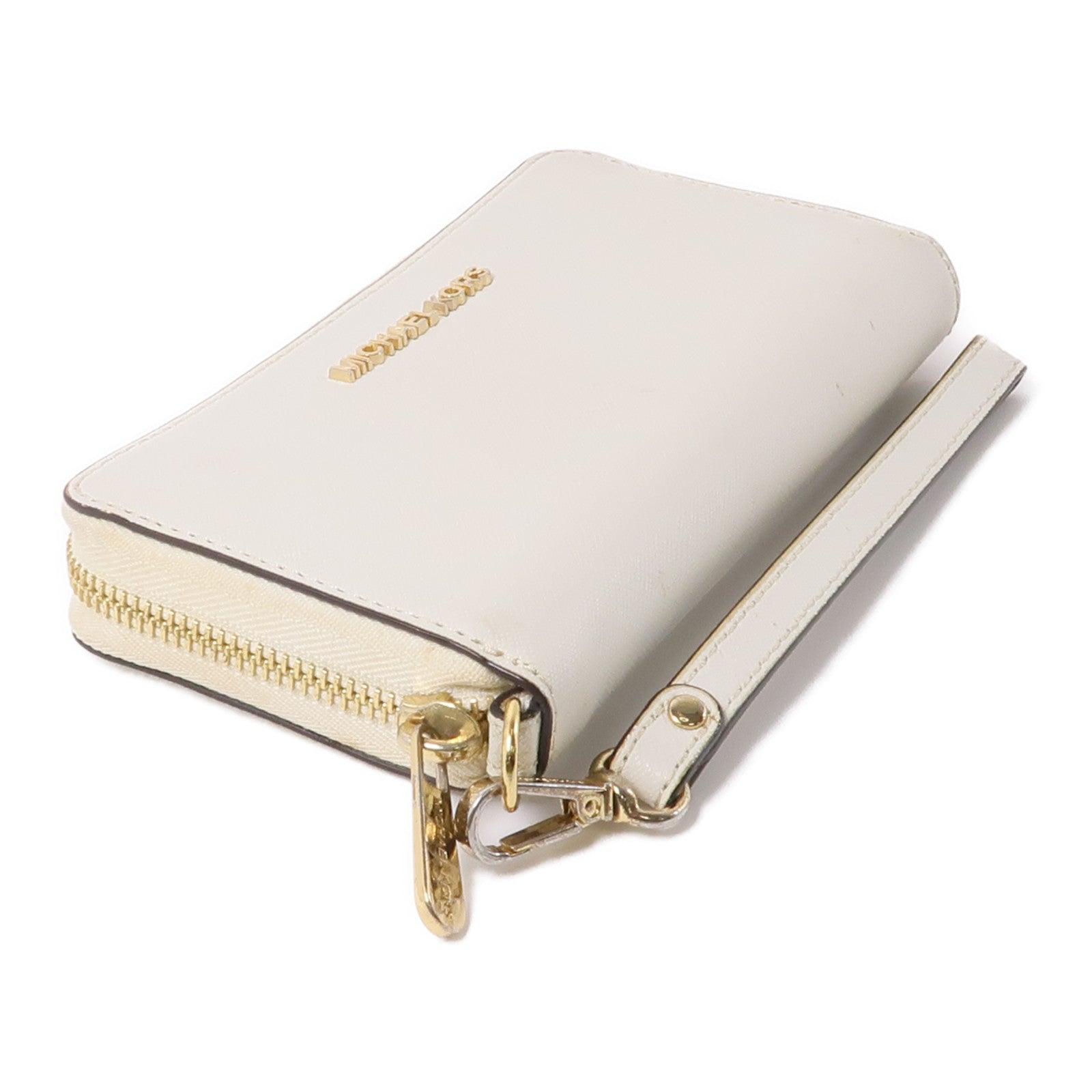 Michael Kors GHW Long Wallet Calfskin Leather White