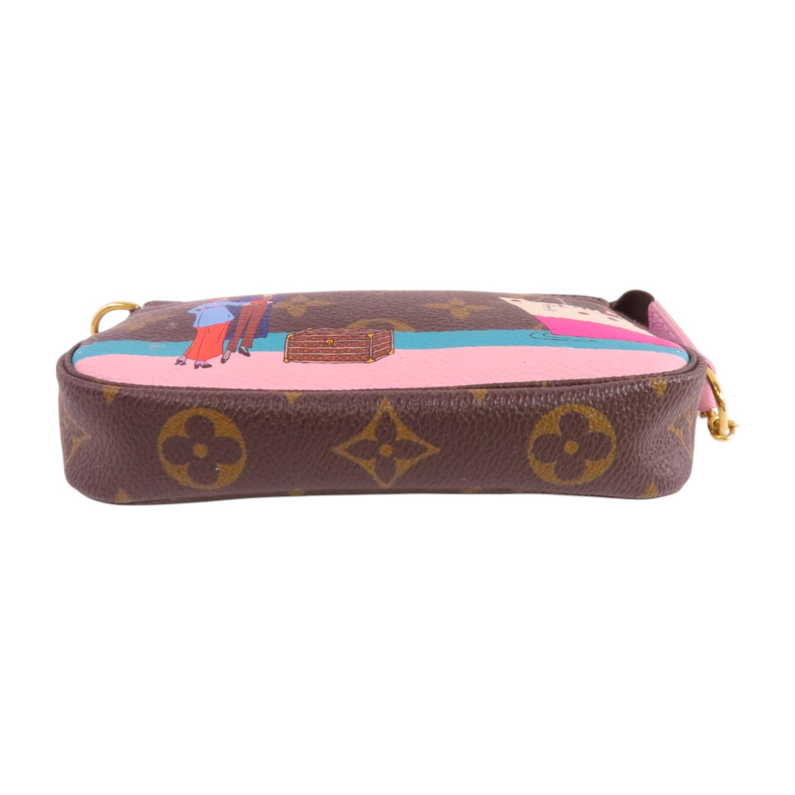 LOUIS VUITTON Monogram Mini Pochette金扣鏈帶手拿包