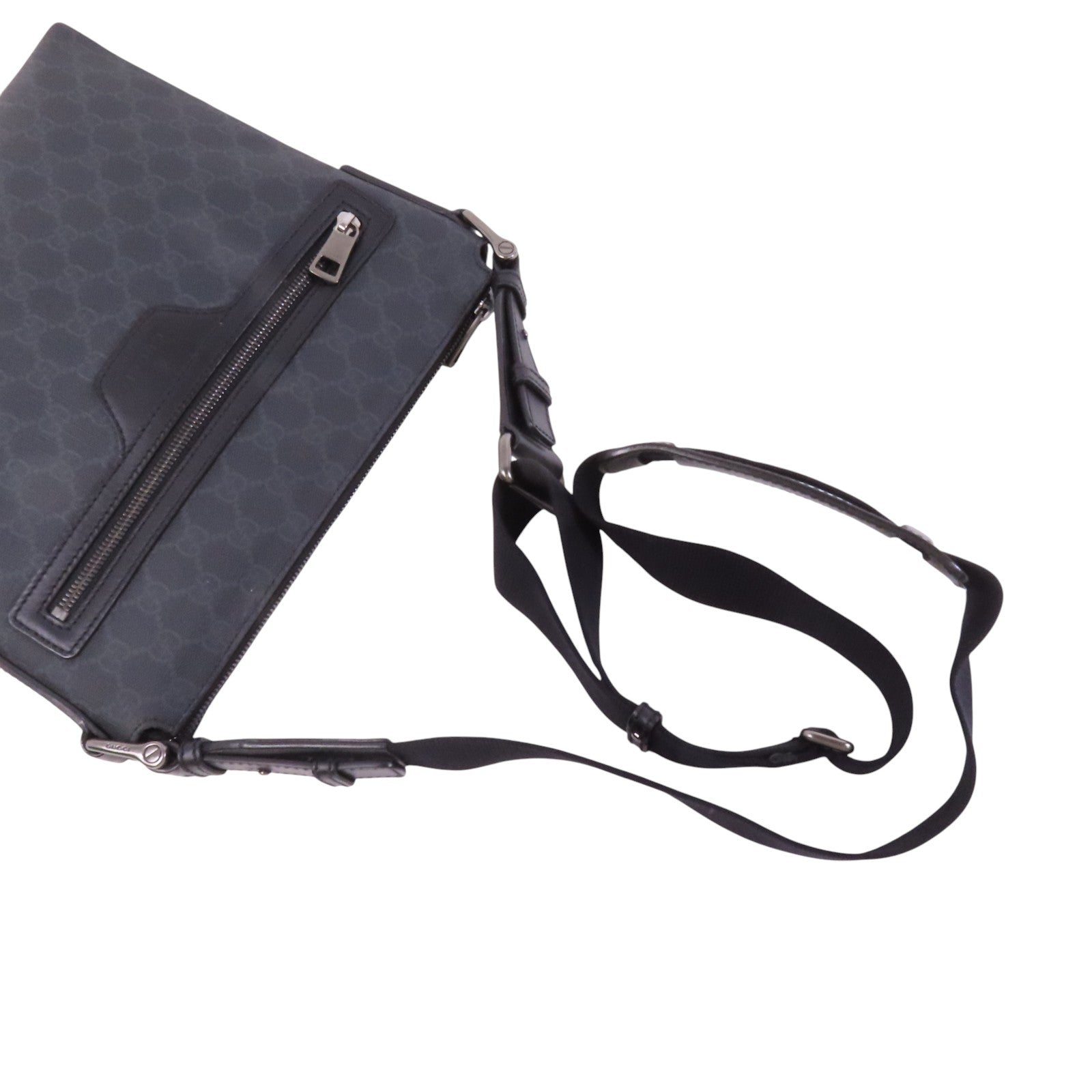 GUCCI 塗層帆布GG Supreme Messenger銀扣肩背袋