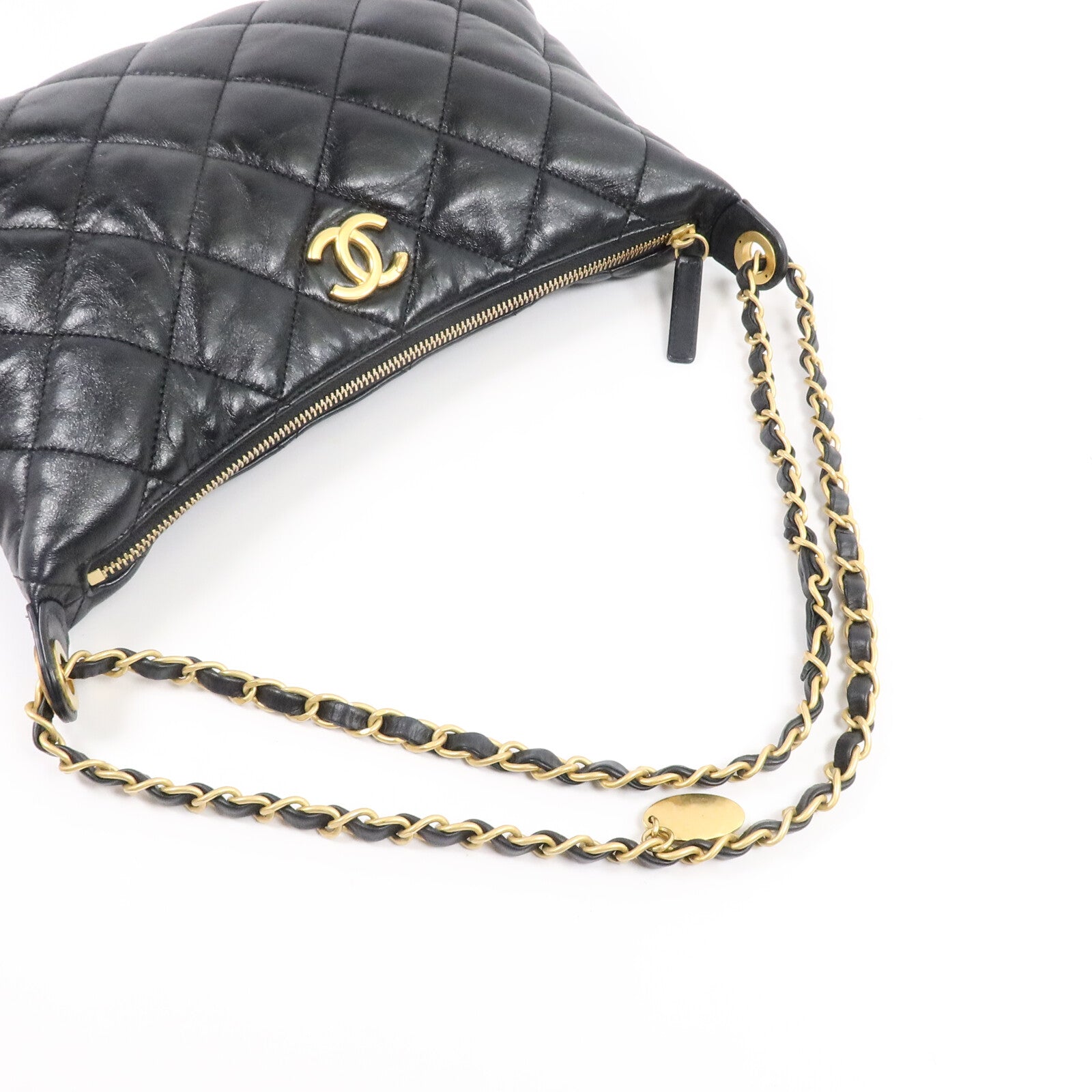 CHANEL 羊皮皮革Hobo Bag鏈帶肩背袋