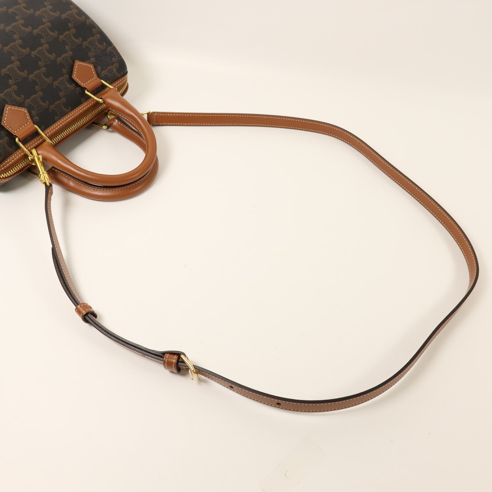 CELINE 牛皮皮革Triomphe Boston Bag金扣手挽肩背兩用袋