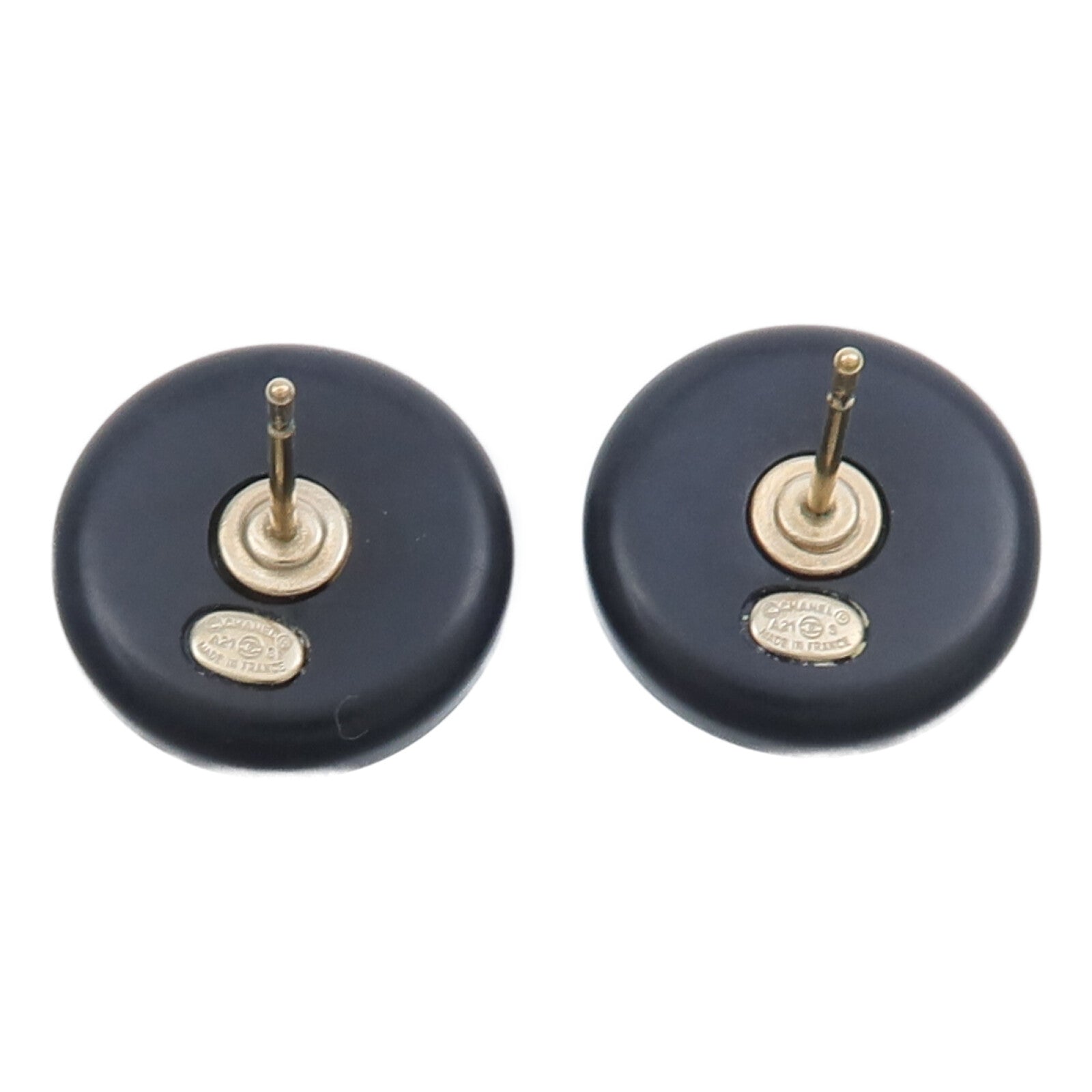 CHANEL PVC/金屬Button Stud Earrings耳環