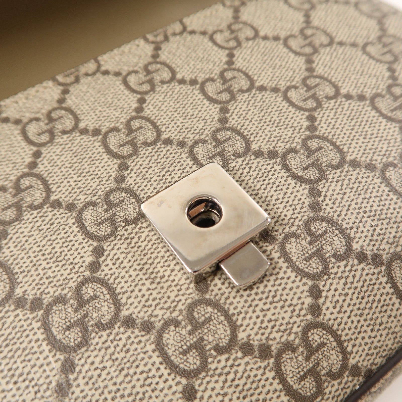 GUCCI 塗層帆布Mini Petite GG銀扣手挽肩背兩用袋啡色