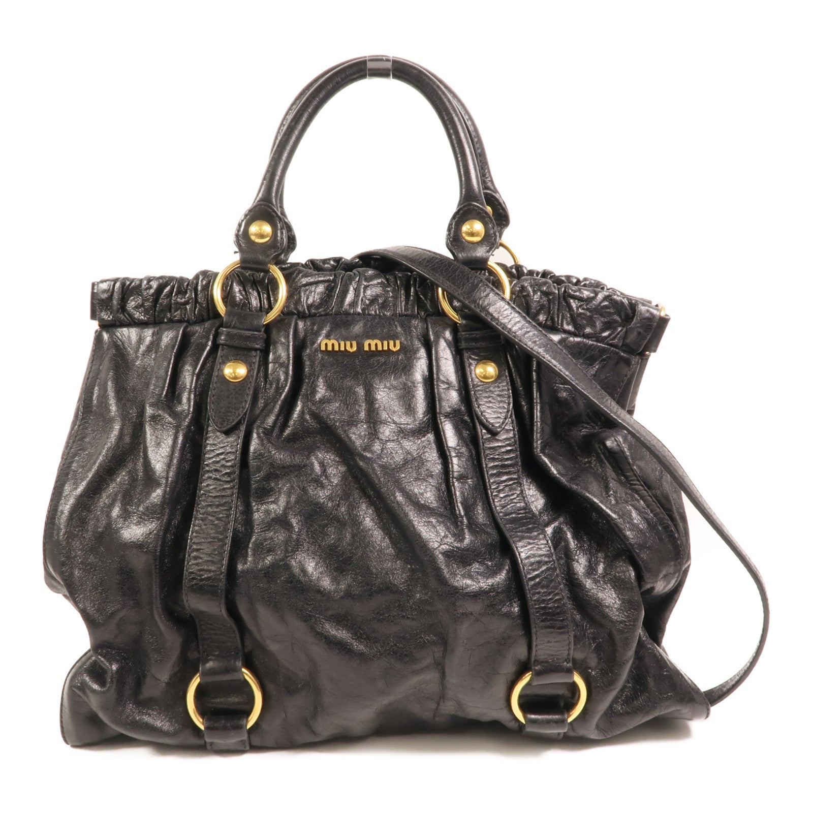 Miu Miu 牛皮皮革2 Way Shoulder金扣手挽肩背兩用袋