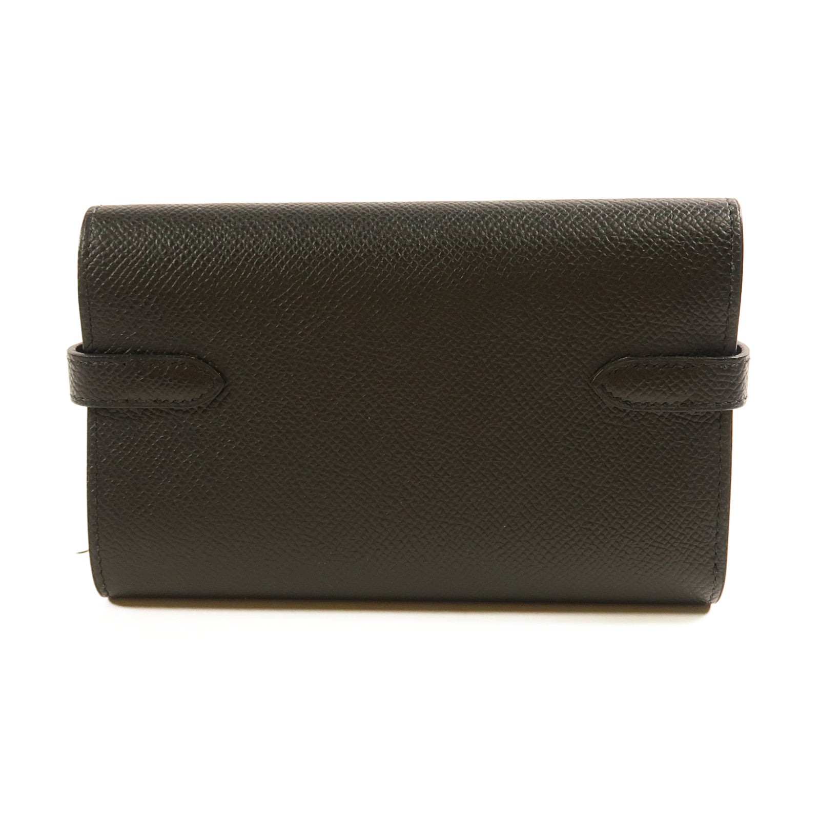 HERMES Epsom皮革Kelly Wallet Compact金扣長錢包Noir