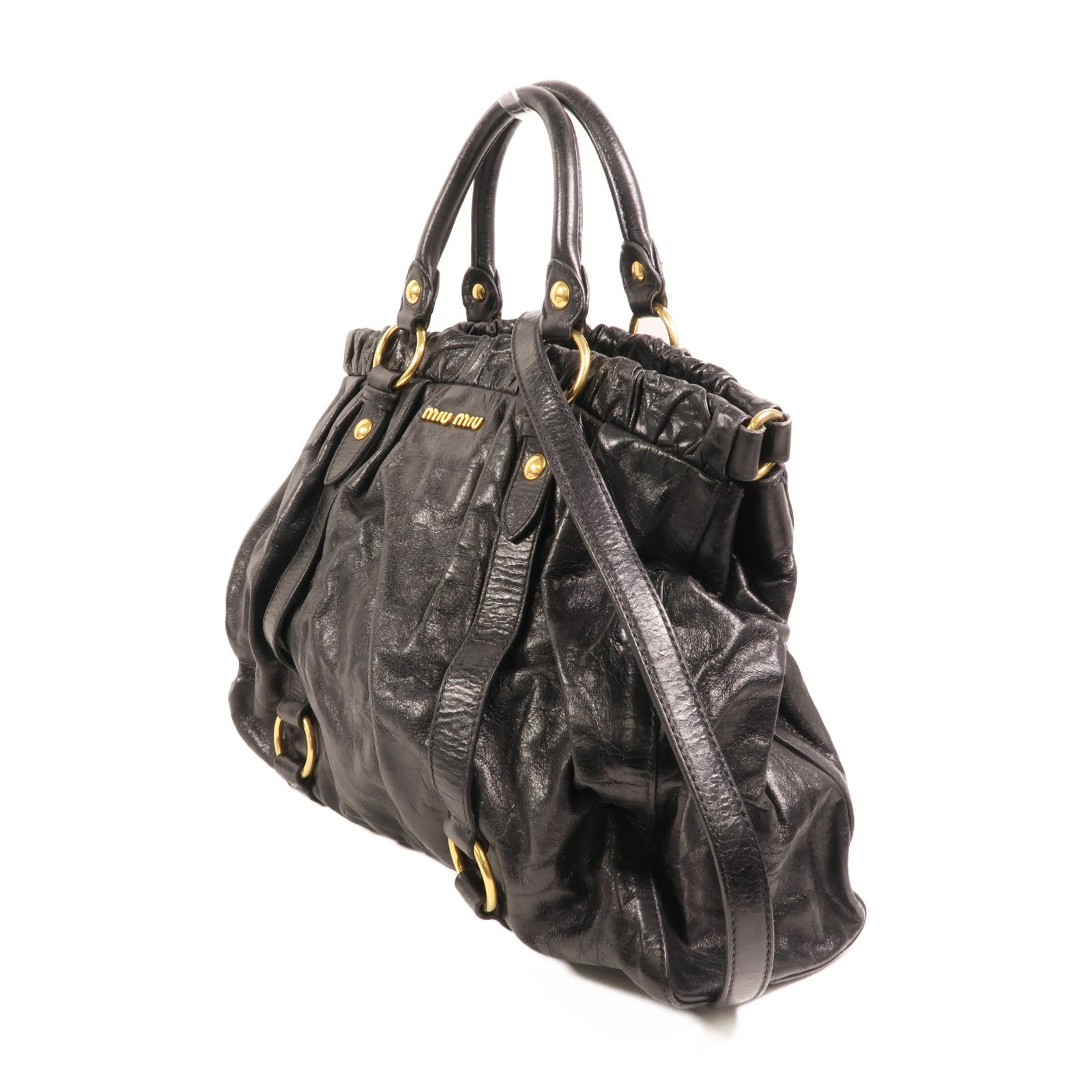 Miu Miu 牛皮皮革2 Way Shoulder金扣手挽肩背兩用袋