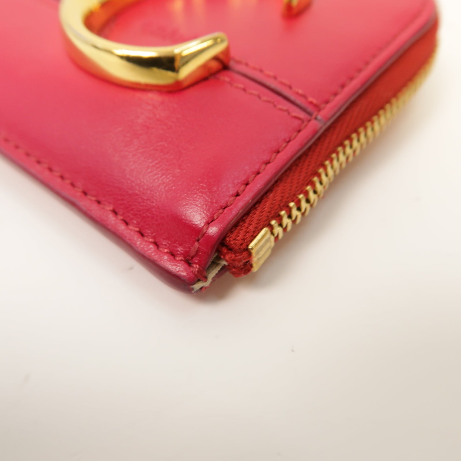 Chloe 【激減優惠】牛皮皮革Card case金扣卡片套紅色