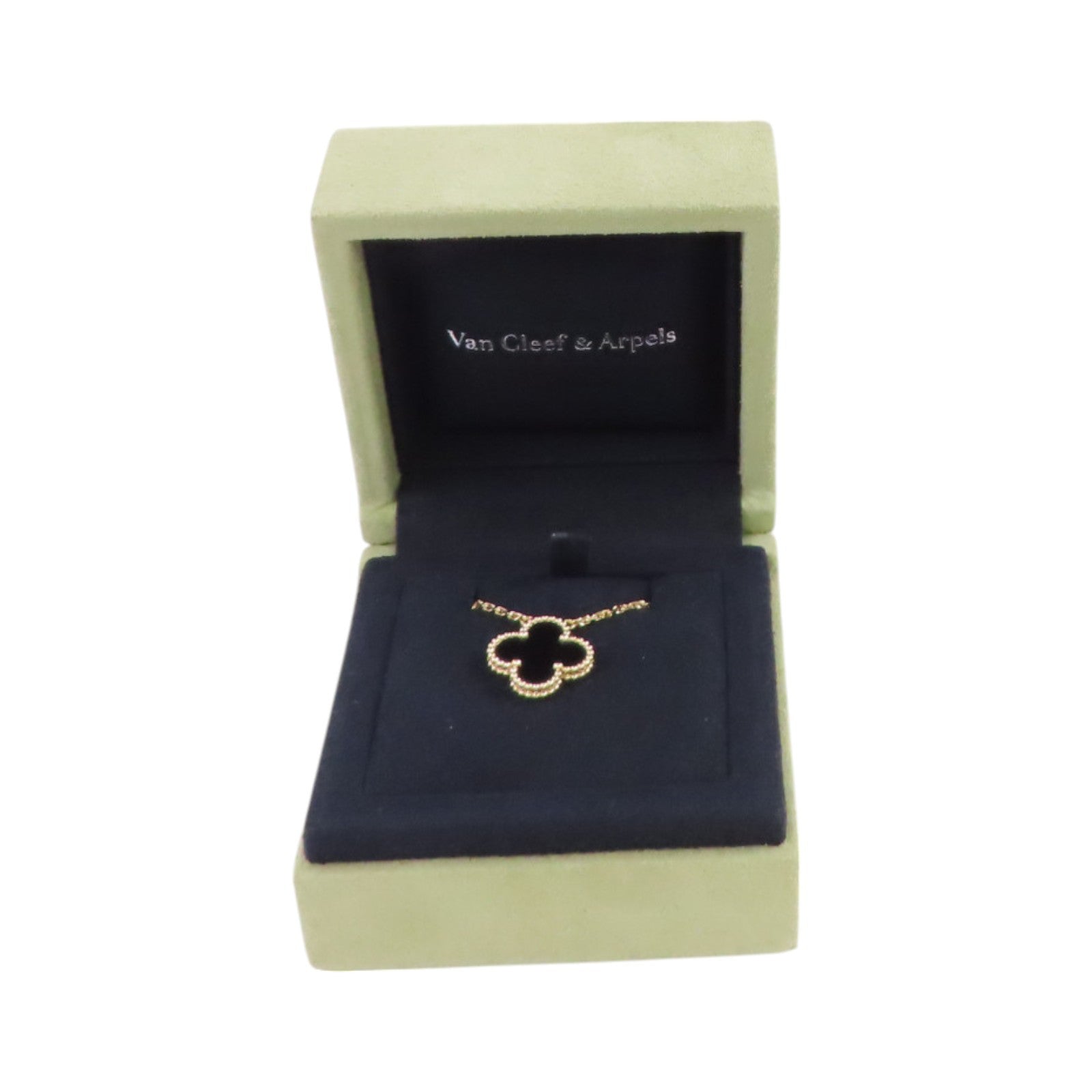 Van Cleef & Arpels 18K玫瑰金/縞瑪瑙Vintage Alhambra Onxy Pendant Necklace項鏈