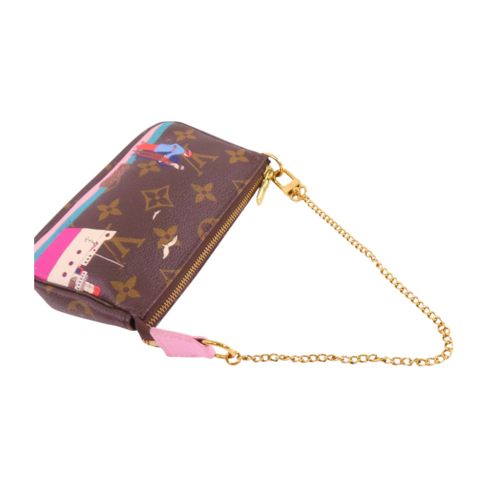 LOUIS VUITTON Monogram Mini Pochette金扣鏈帶手拿包