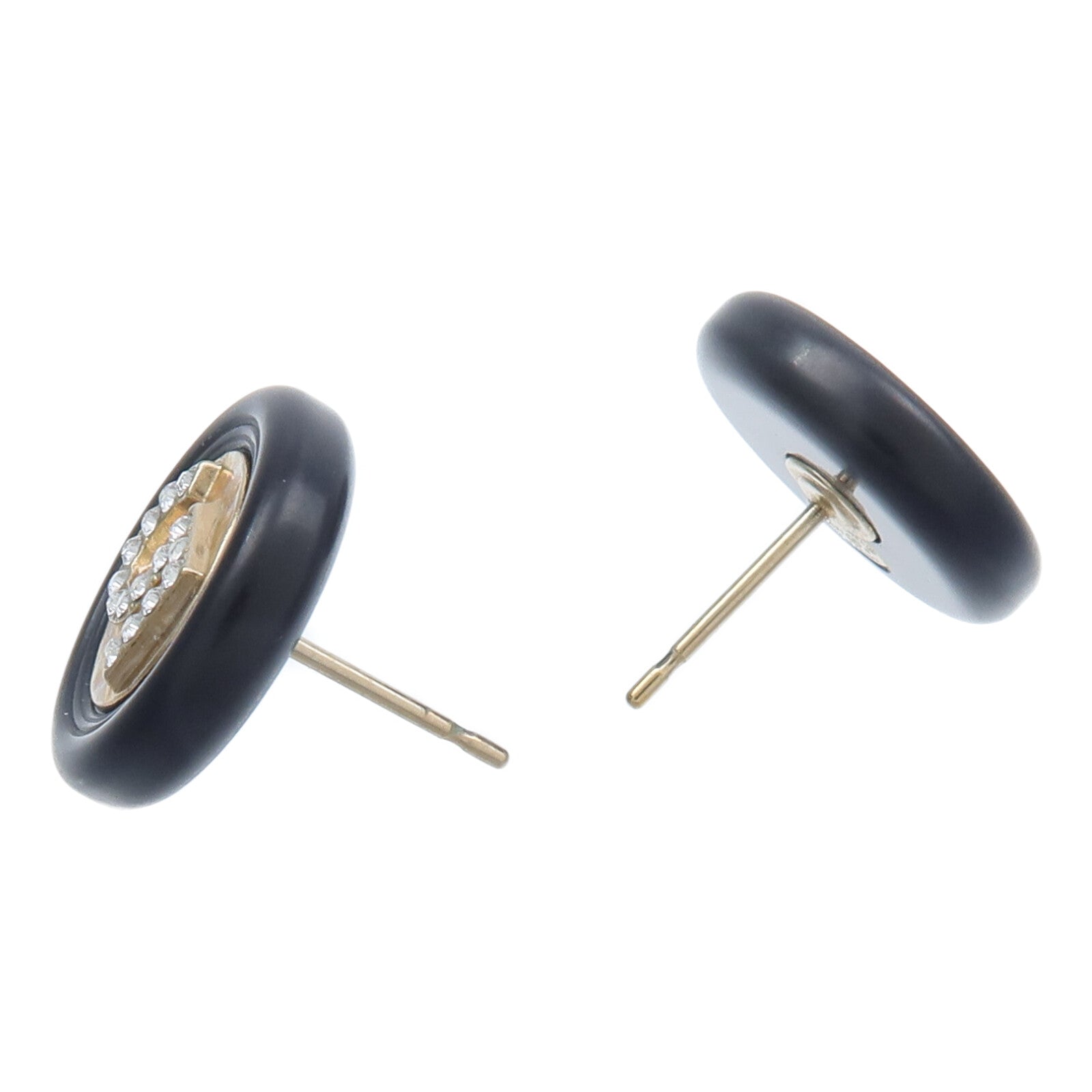 CHANEL PVC/金屬Button Stud Earrings耳環