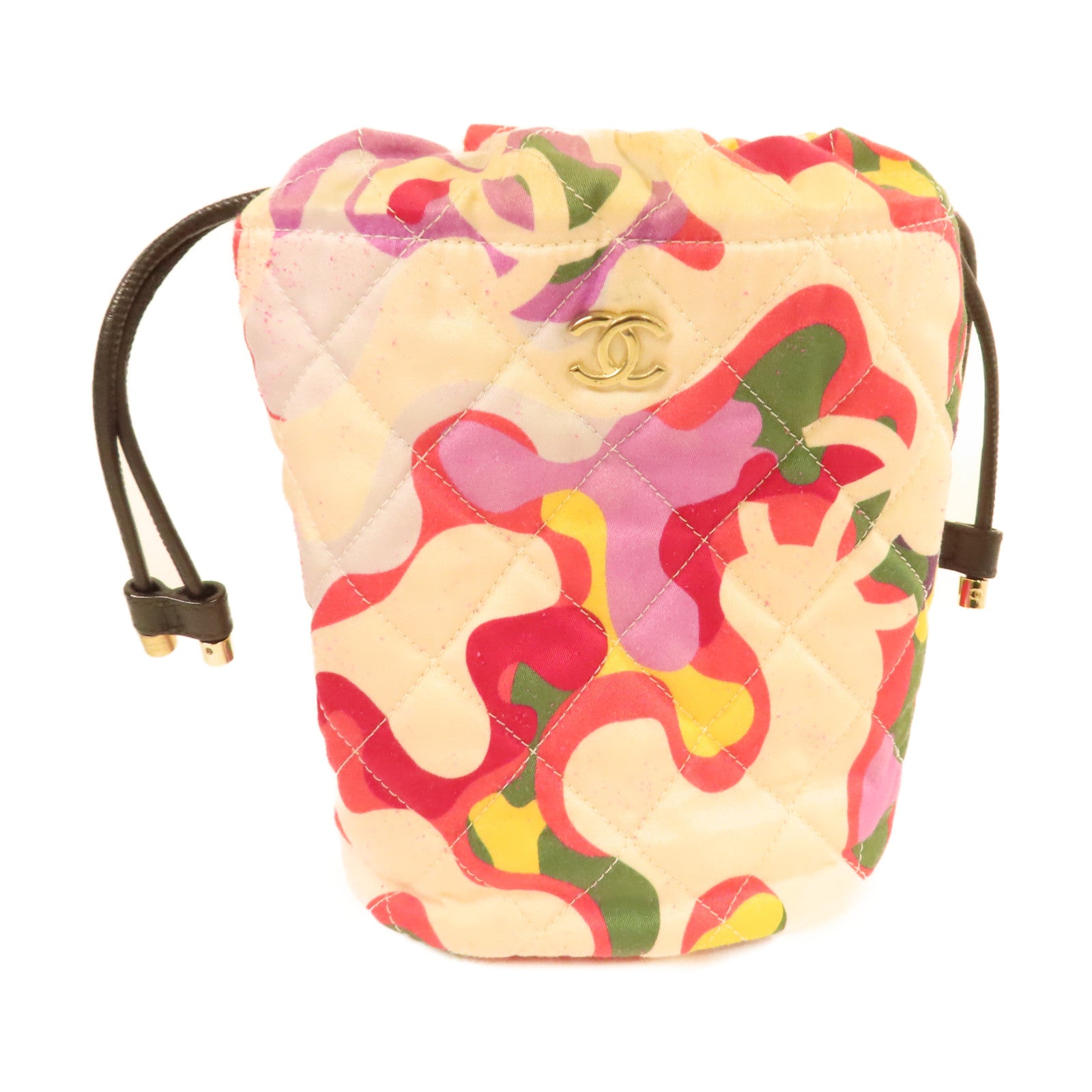 CHANEL **【激減優惠】菱格牛皮皮革/帆布Chain Shoulder Bucket Bag金扣鏈帶肩背袋袋黑色/彩色