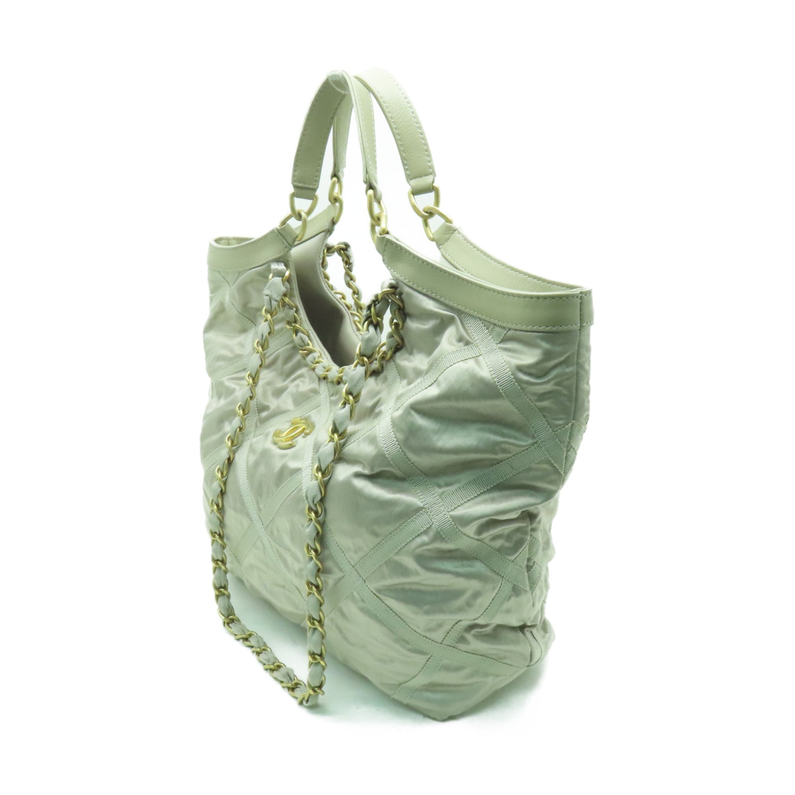 CHANEL **【清倉大減價】尼龍Chain Shoulder Bag金扣鏈帶肩背袋米色