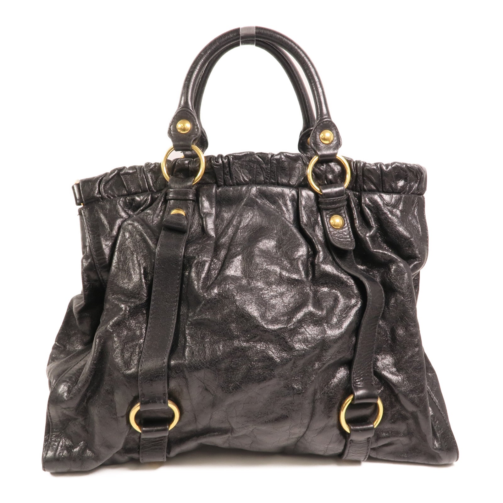 Miu Miu 牛皮皮革2 Way Shoulder金扣手挽肩背兩用袋