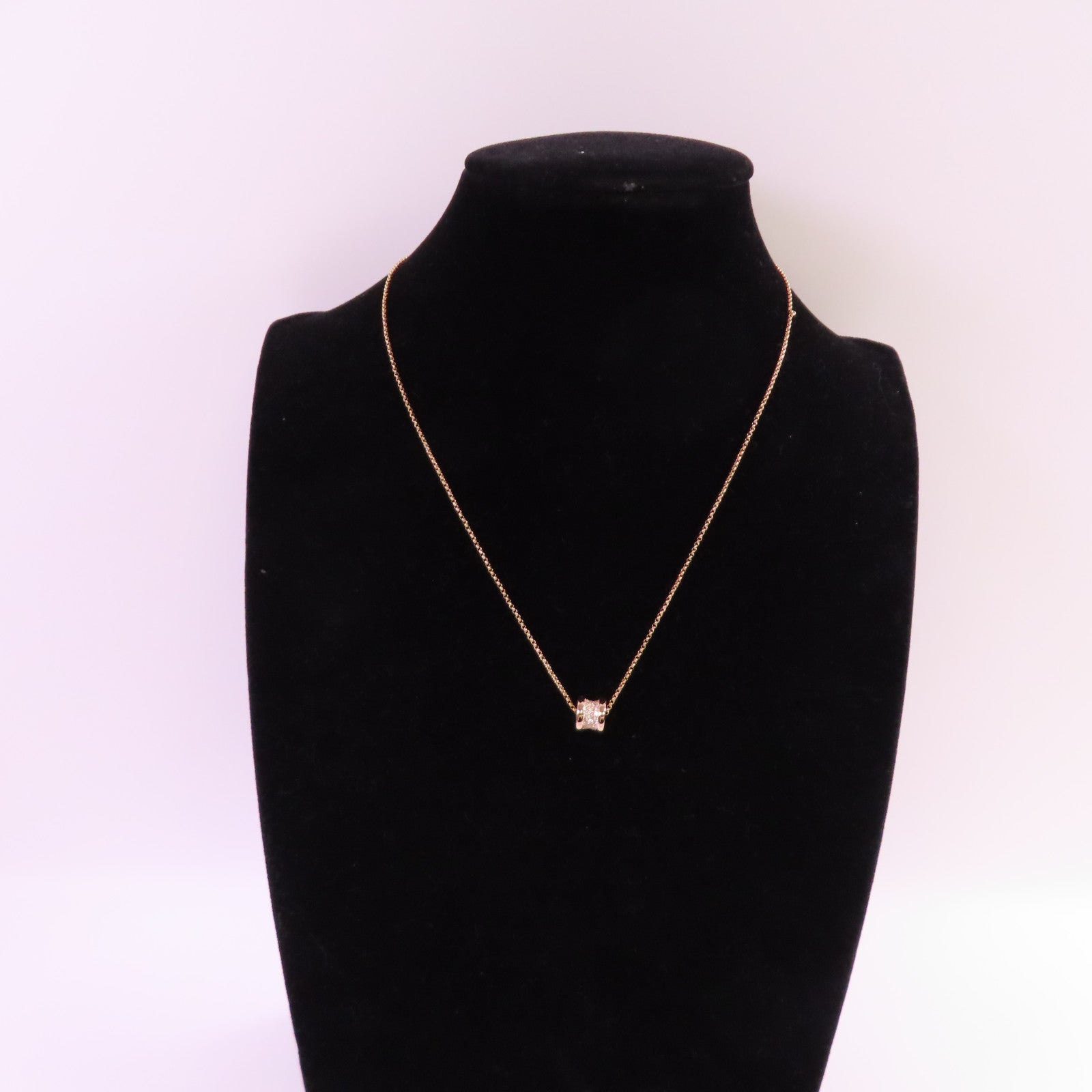 BVLGARI 18K玫瑰金/鑽石B.Zero1 Diamond Necklace金扣項鏈