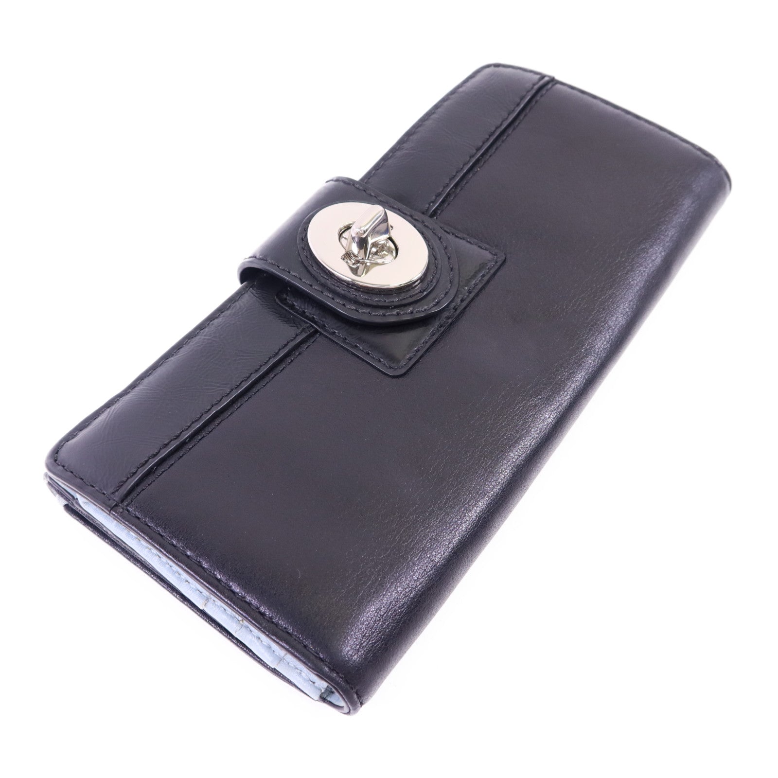 COACH 牛皮皮革Long Bifold Wallet銀扣長錢包