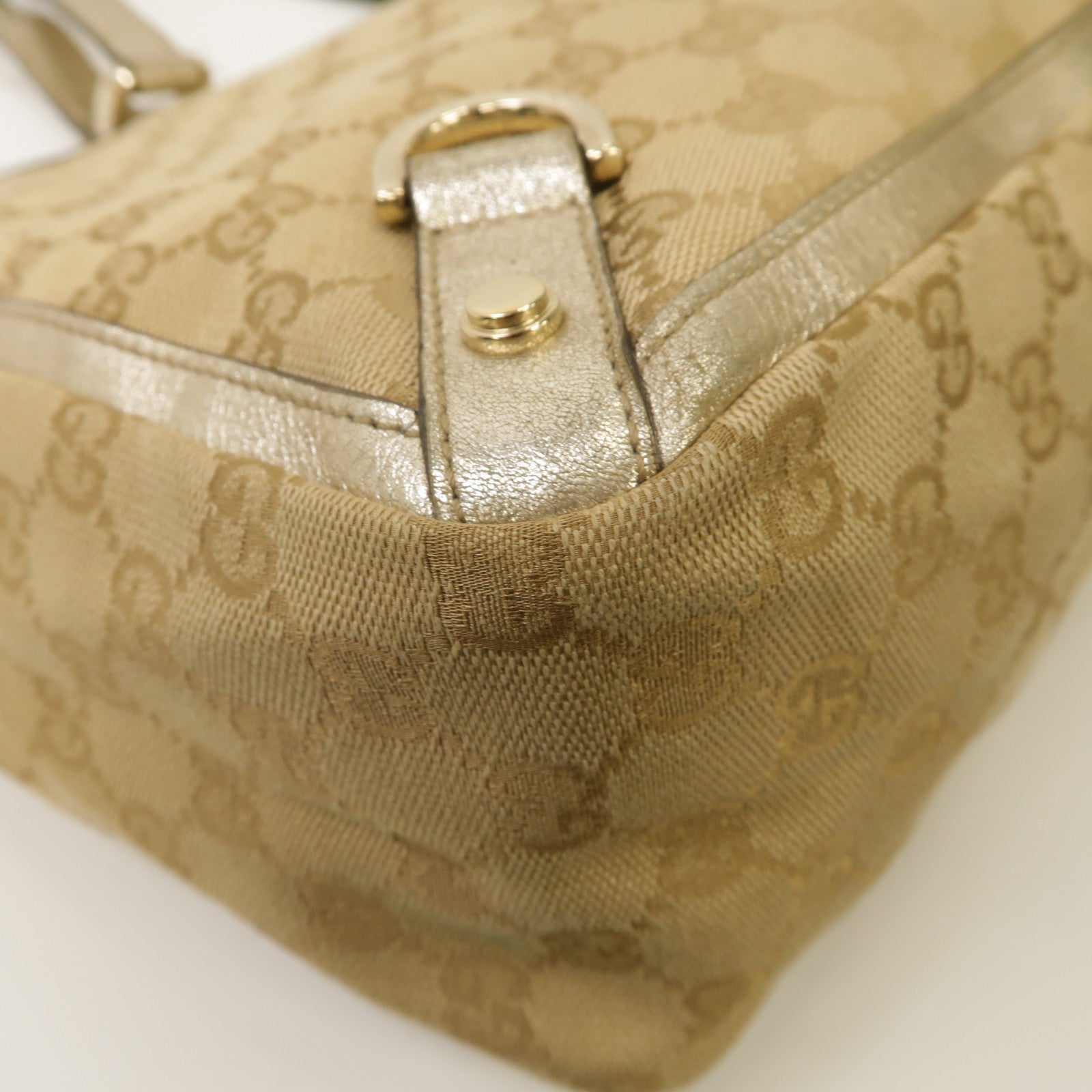 GUCCI 【激減優惠】帆布Abbey Tote Bag金扣手挽袋金色