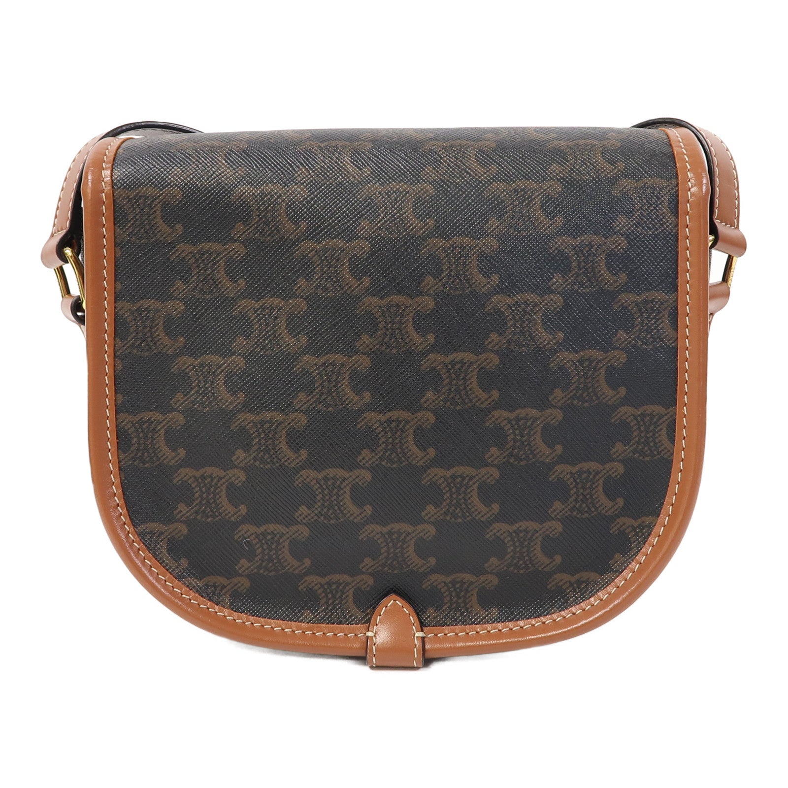 CELINE 塗層帆布Shoulder Bag金扣肩背袋啡色
