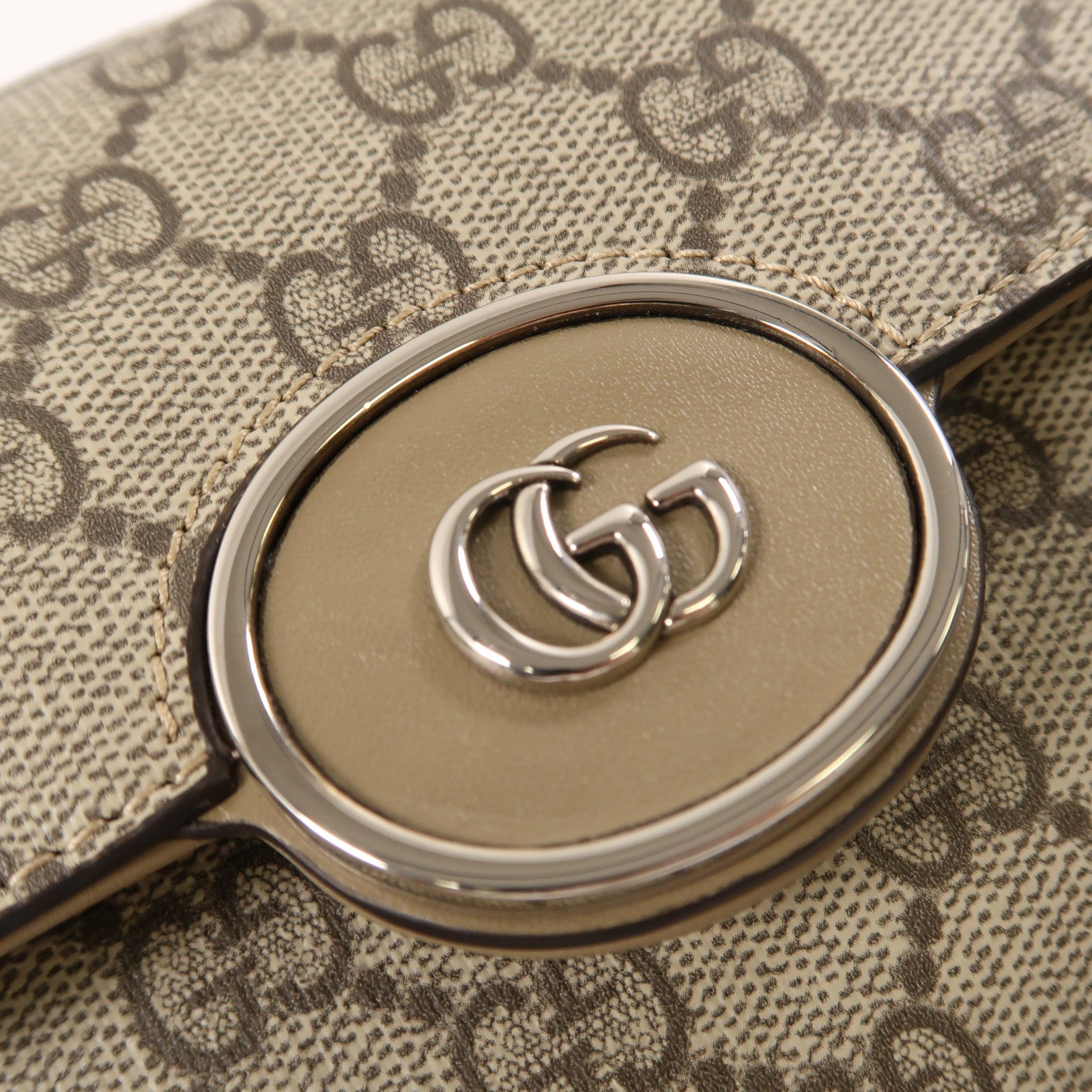 GUCCI 塗層帆布Mini Petite GG銀扣手挽肩背兩用袋啡色