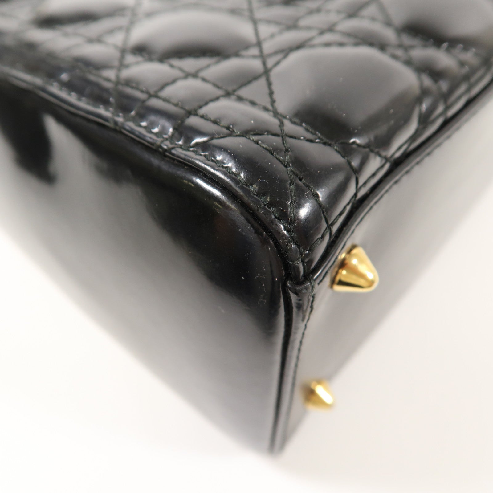 Dior 漆皮皮革Lady Dior Medium金扣手挽肩背兩用袋