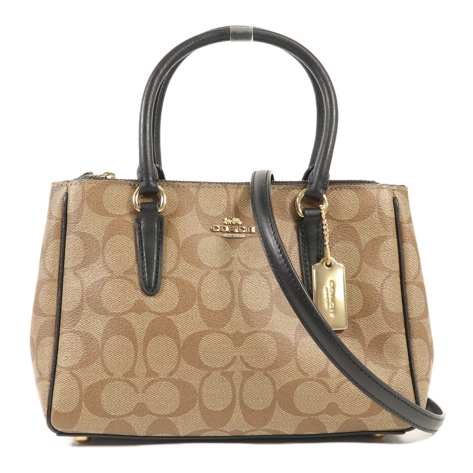 COACH 塗層帆布Shoulder Bag金扣手挽肩背兩用袋