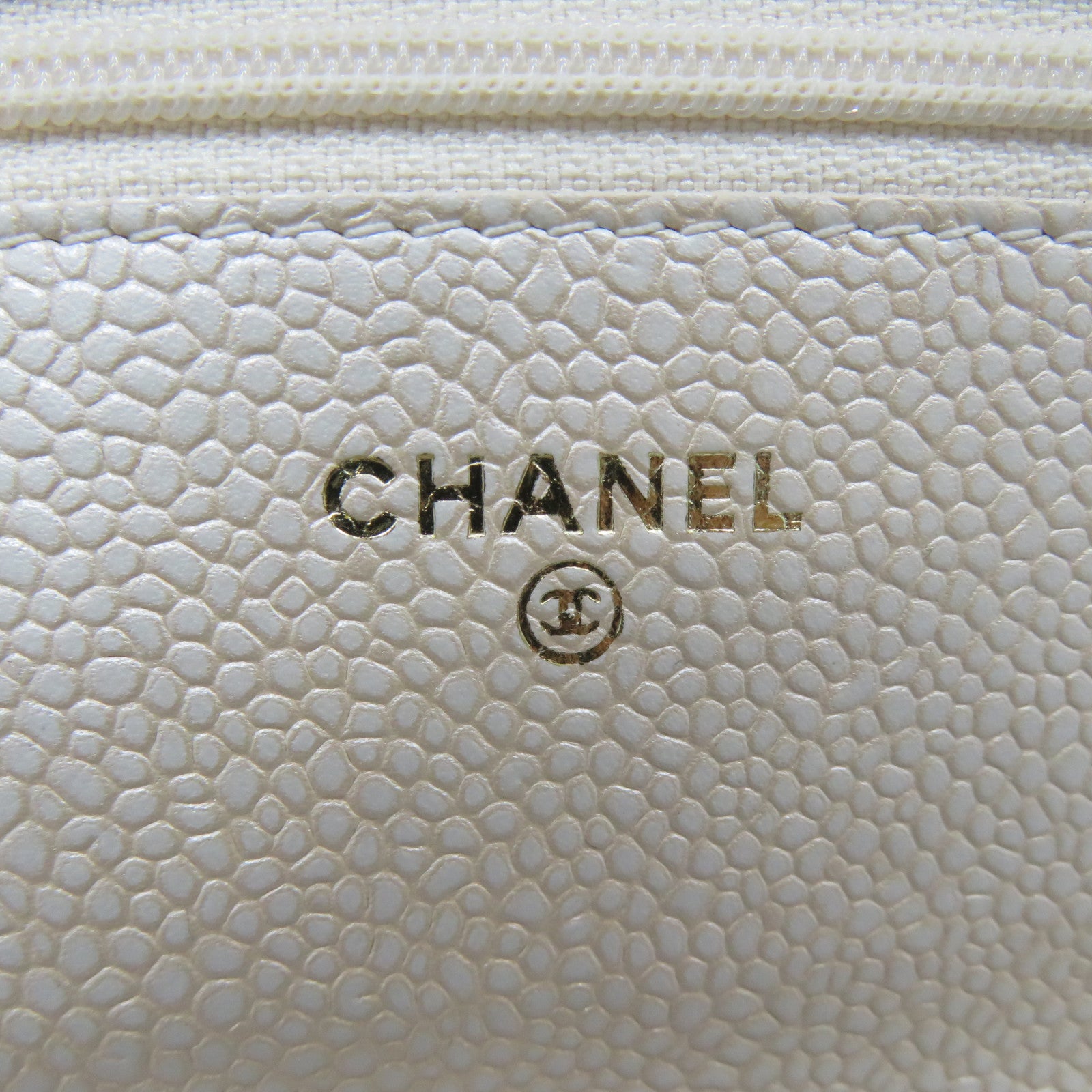 CHANEL 【激減優惠】菱格Caviar皮革Walle On Chain金扣鏈帶肩背袋米色