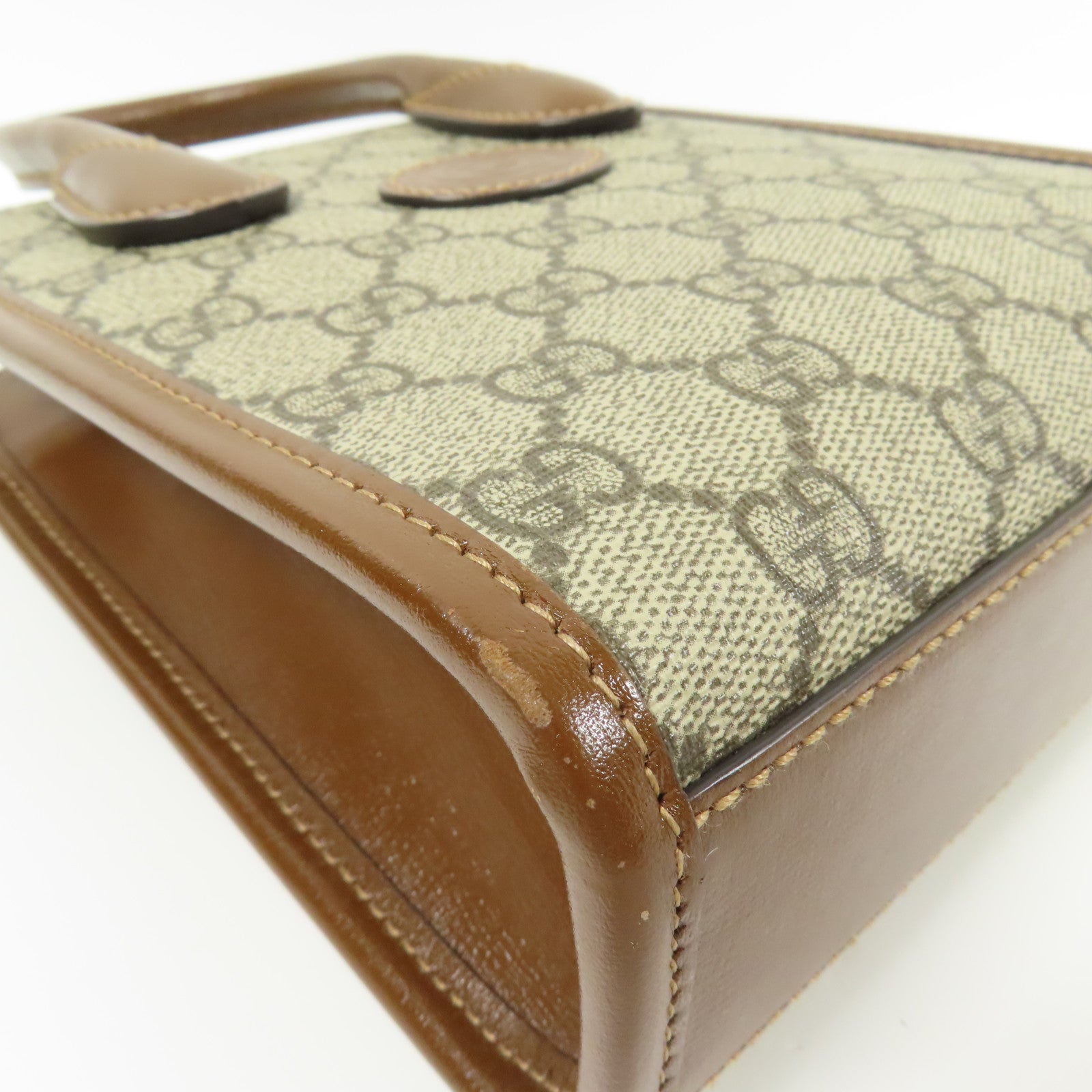 GUCCI GG GHW Retro 2Way Shoulder Bag Handbag Coated Canvas Brown