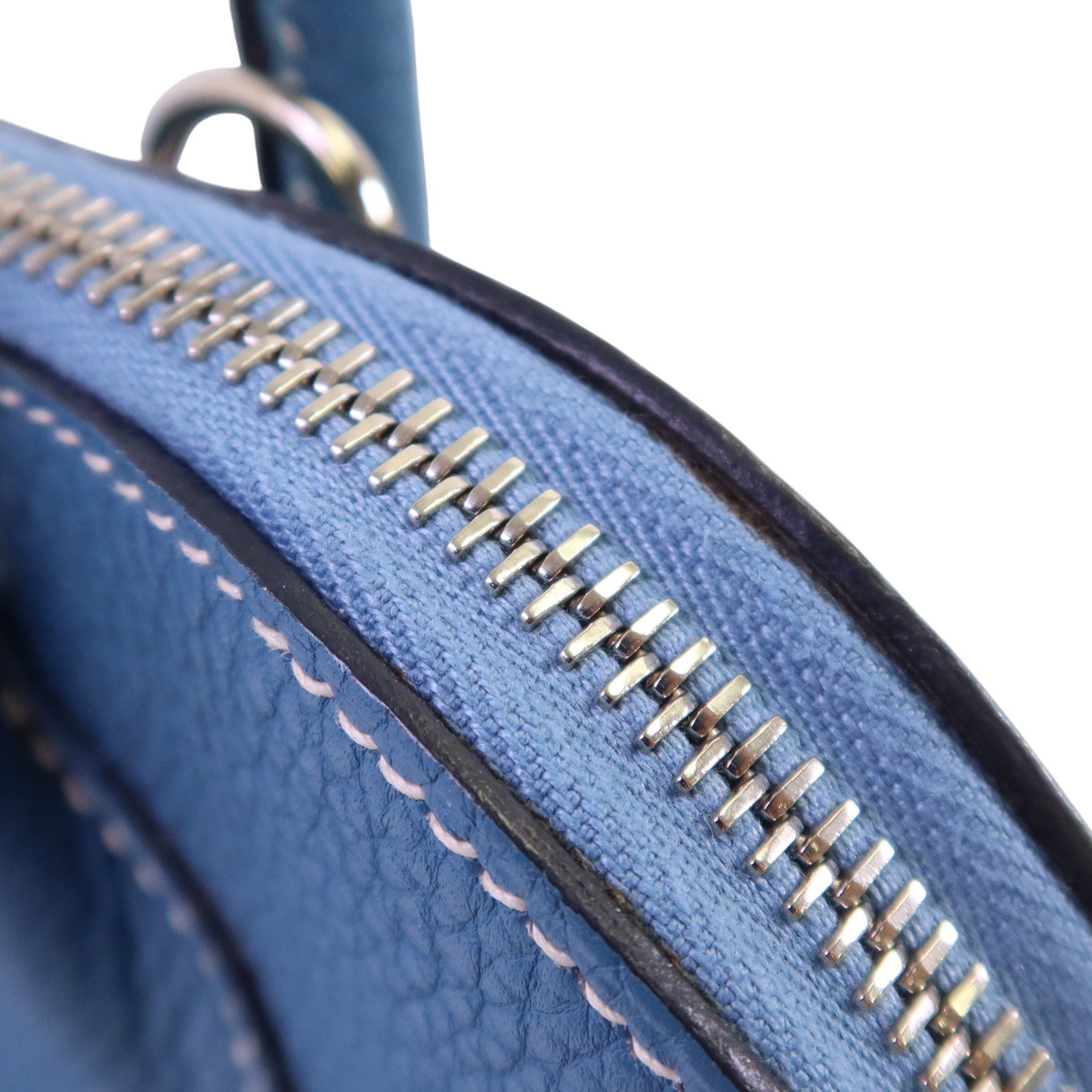 HERMES Clemence皮革Bolide 31銀扣手挽肩背兩用袋Bleu Jean