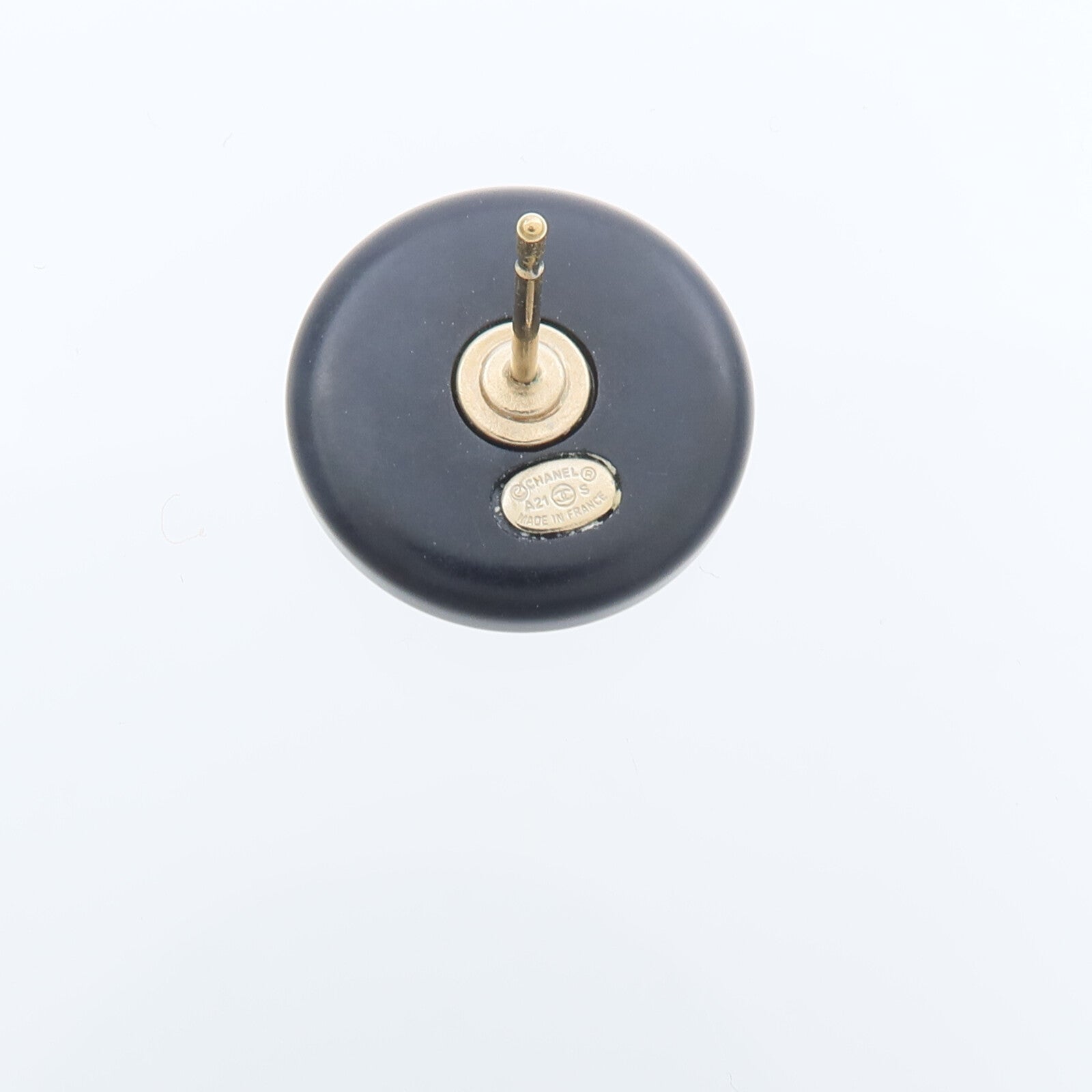 CHANEL PVC/金屬Button Stud Earrings耳環