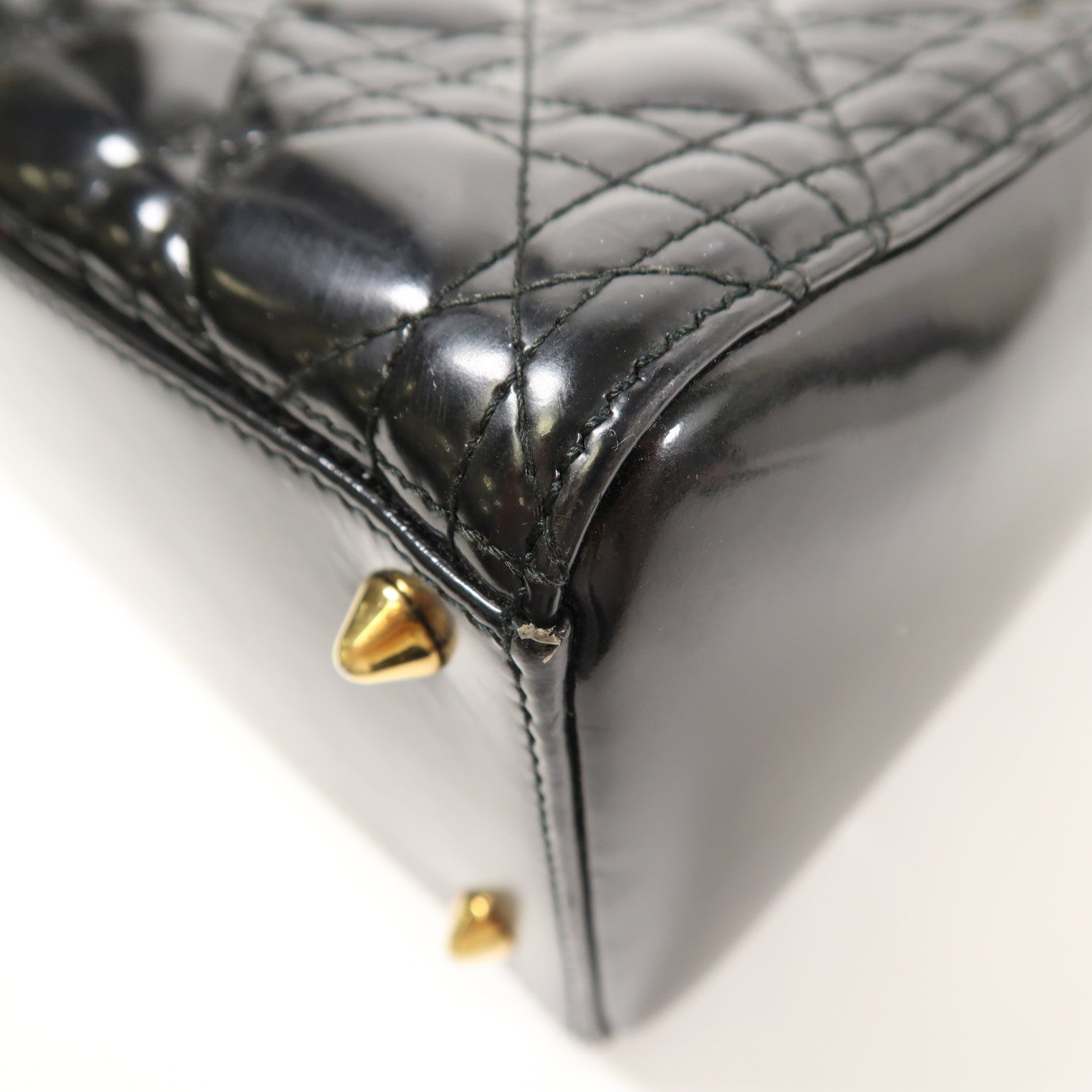 Dior 漆皮皮革Lady Dior Medium金扣手挽肩背兩用袋
