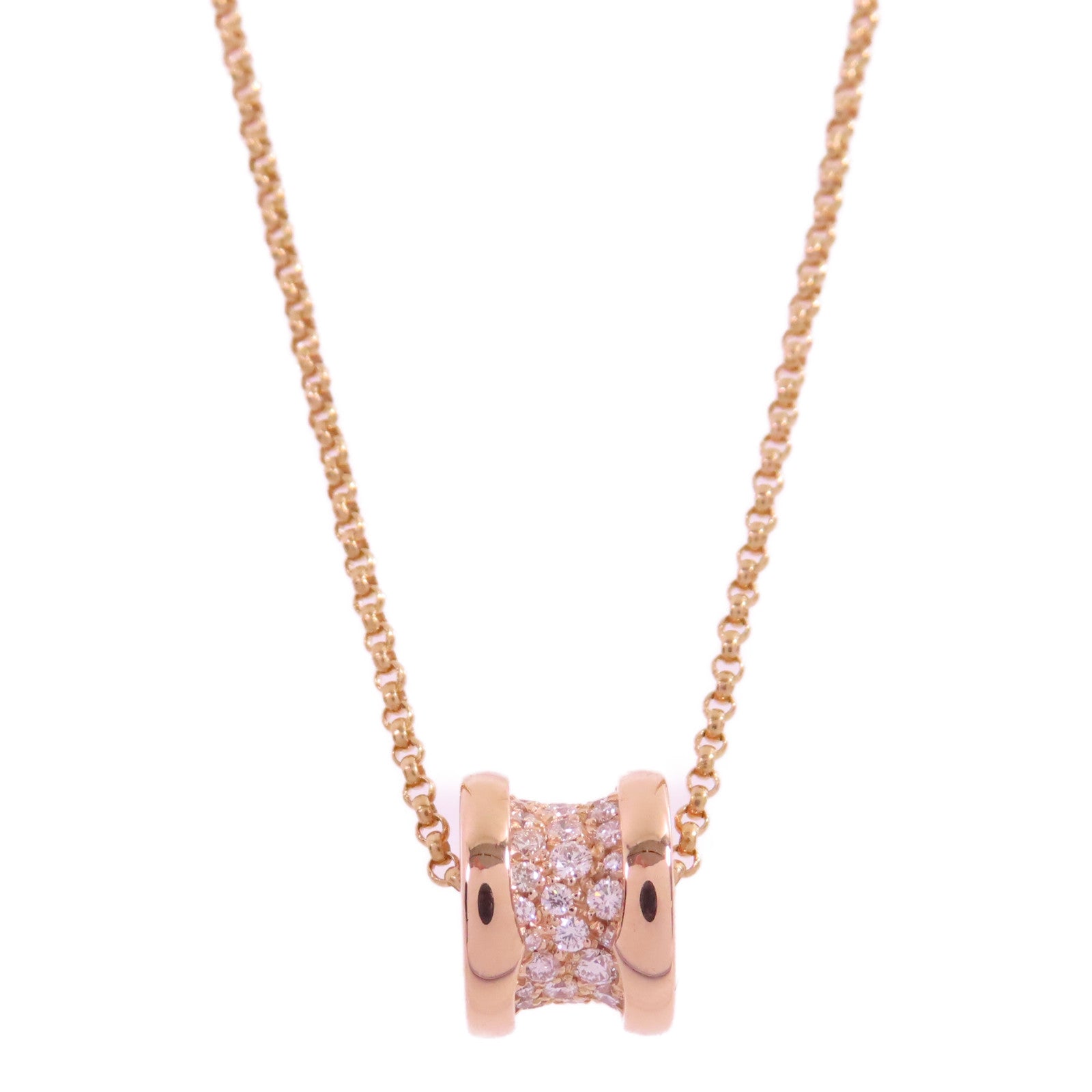 BVLGARI 18K玫瑰金/鑽石B.Zero1 Diamond Necklace金扣項鏈
