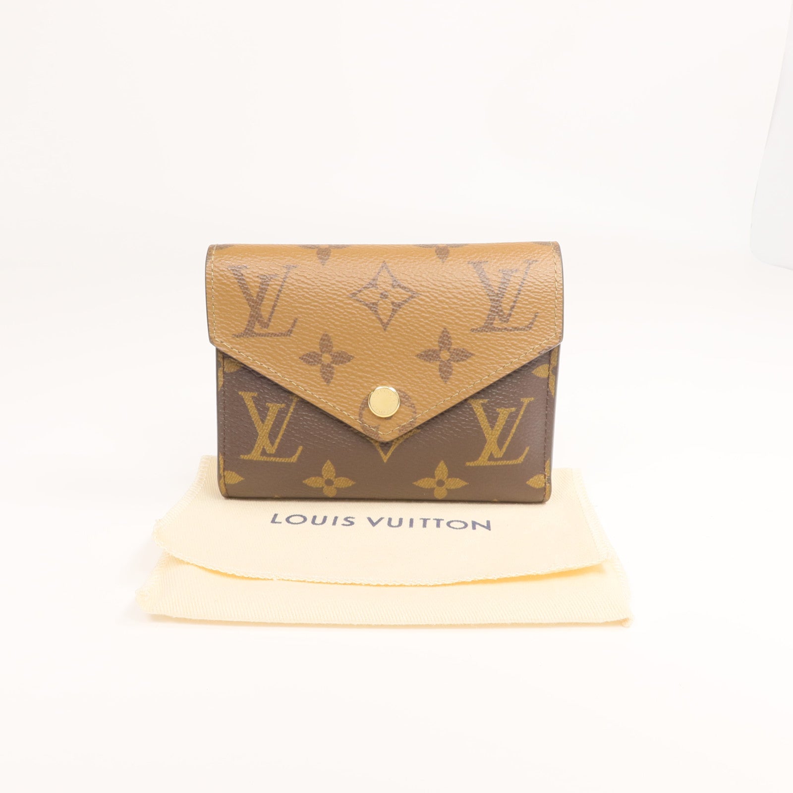 LOUIS VUITTON Monogram/Monogram Reverse Victorine Wallet金扣錢包棕色