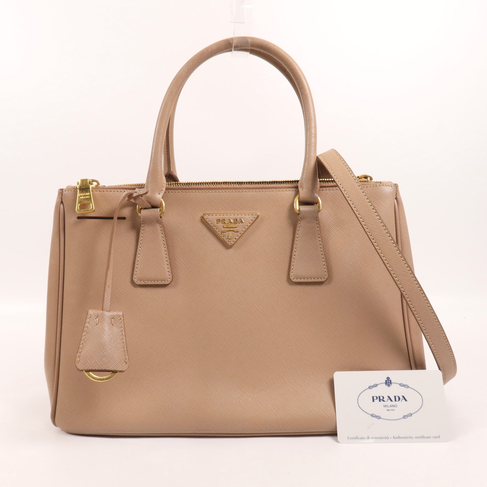 PRADA 牛皮皮革Galleria金扣手挽肩背兩用袋