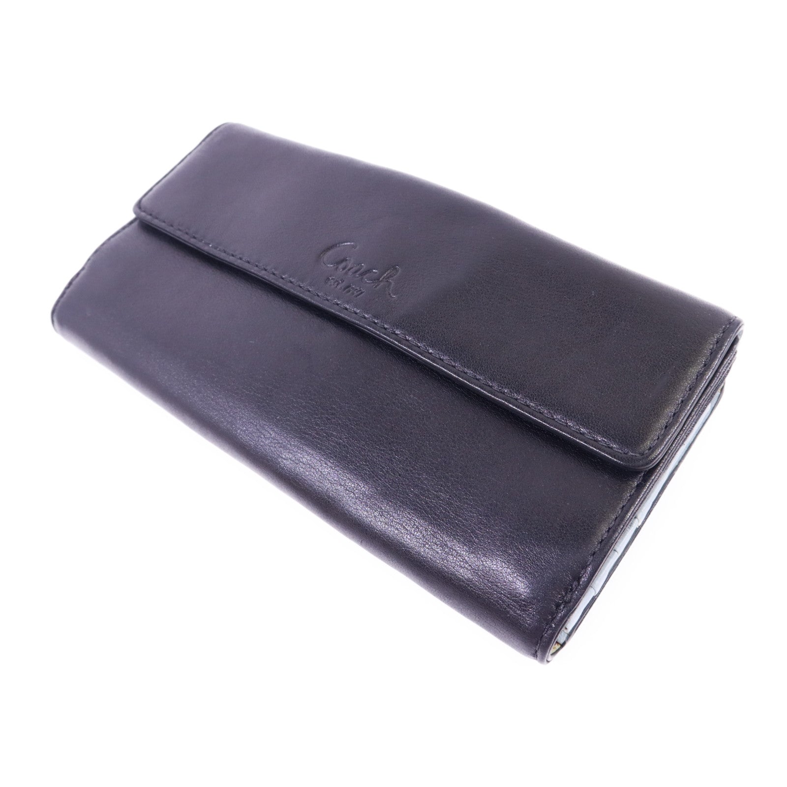 COACH 【激減優惠】牛皮皮革Long Bifold Wallet銀扣長錢包