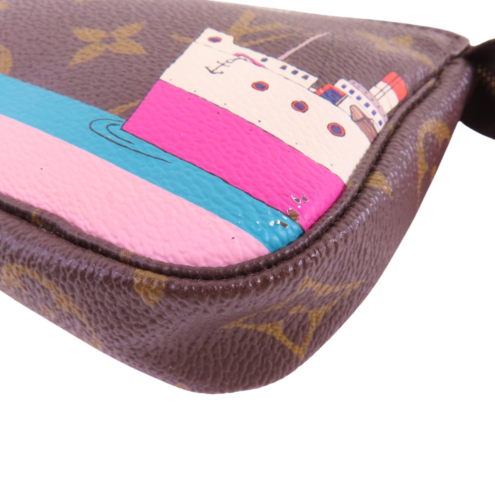 LOUIS VUITTON Monogram Mini Pochette金扣鏈帶手拿包