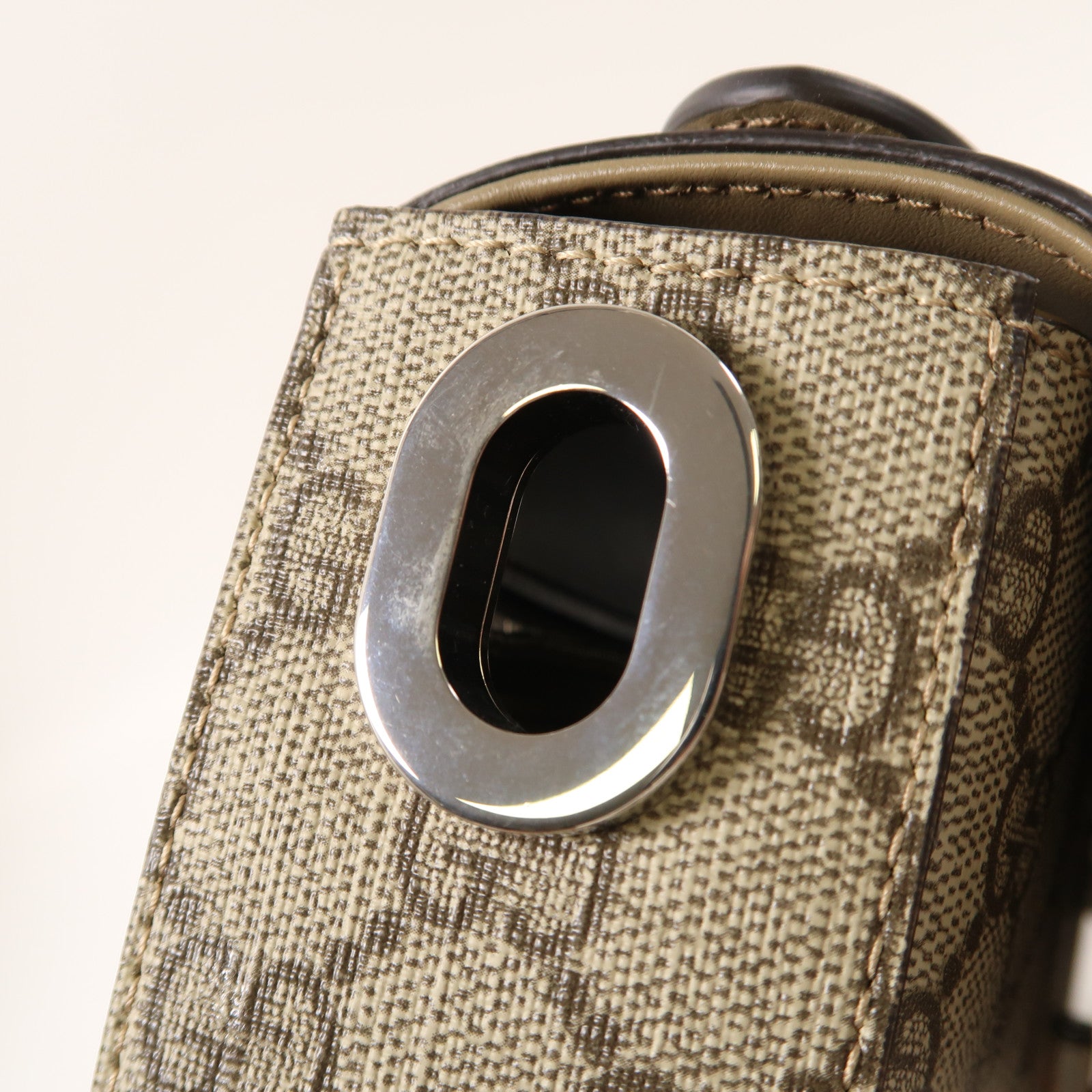 GUCCI 塗層帆布Mini Petite GG銀扣手挽肩背兩用袋啡色