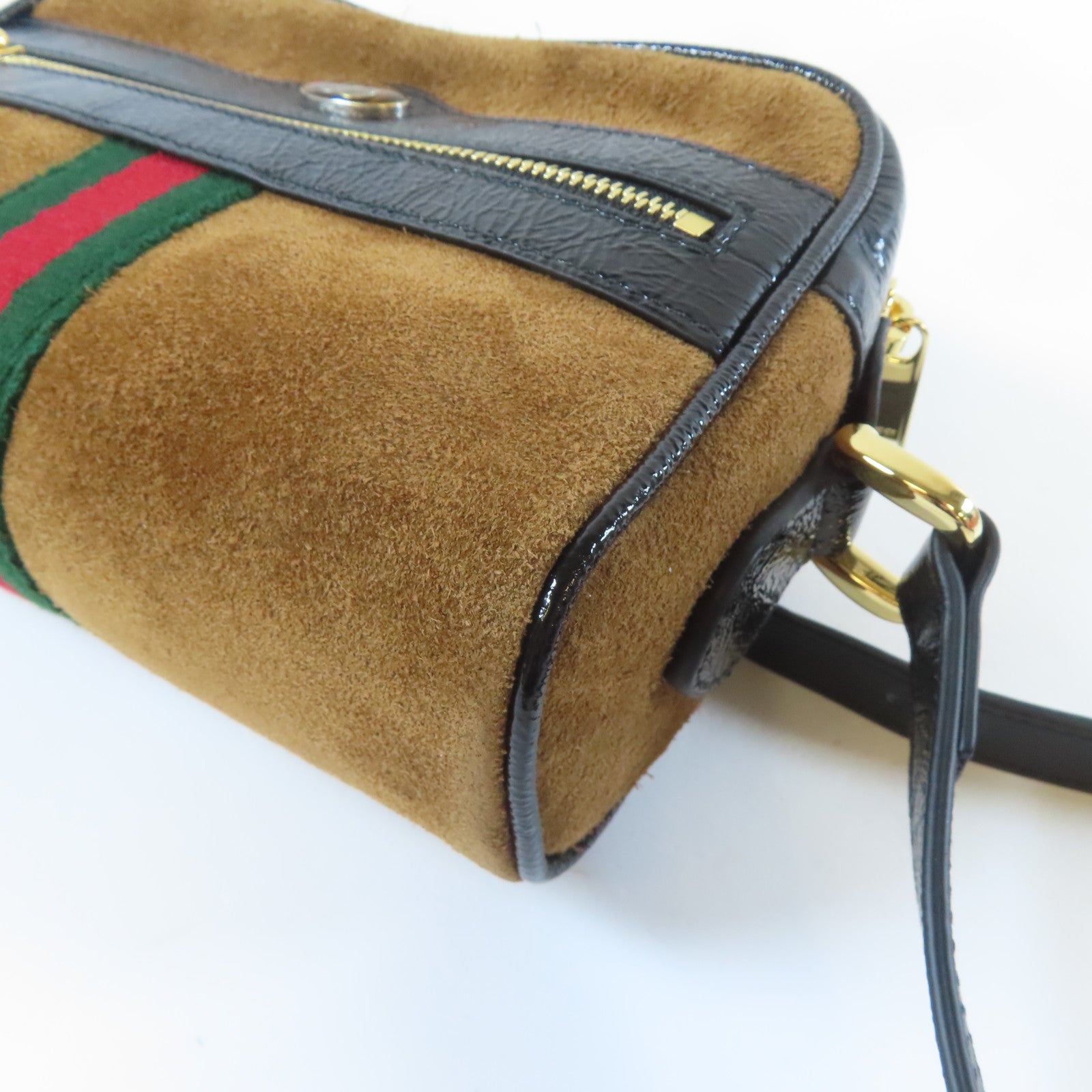 GUCCI 【激減優惠】麂皮皮革Mini Ophidia金扣肩背袋啡色/黑色